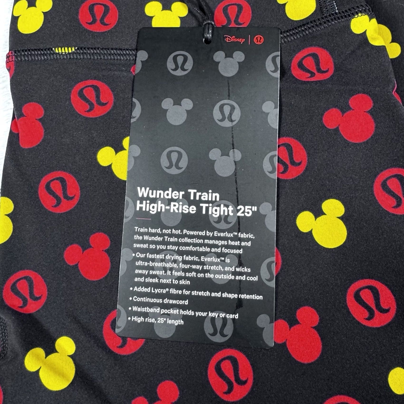 Lululemon Lululemon x Disney Mickey Leggings Size 4 Wunder Under High Rise 25" NWT Black Nylon Cropped Women Size 42" / US 20 - 7 Thumbnail