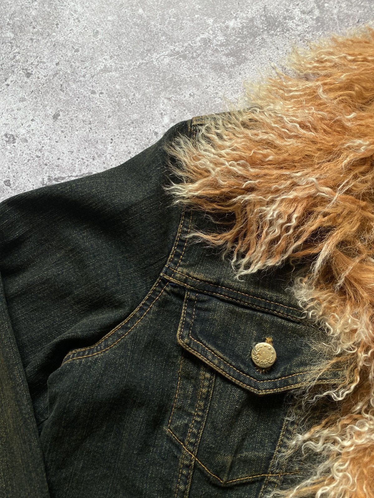 Other Vintage 90s Kryos Paris Blue Denim Jacket Faux Fur Y2K Sz 40 Size M / US 6-8 / IT 42-44 - 4 Thumbnail