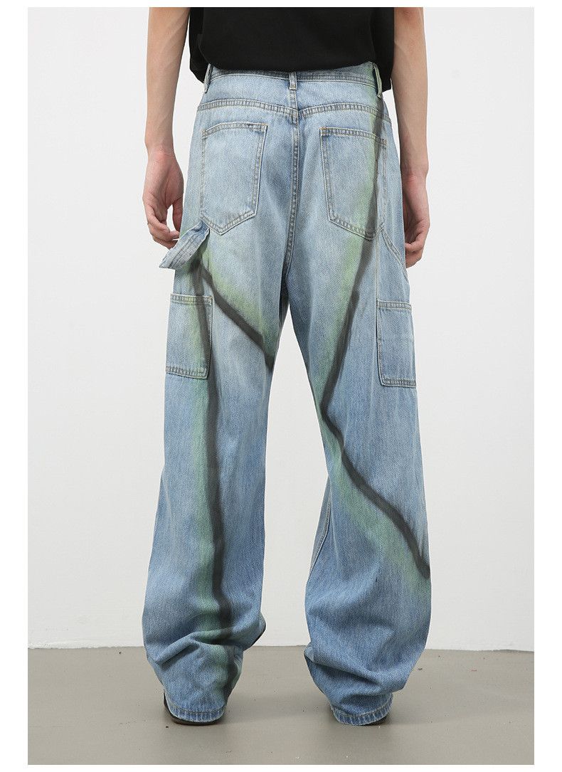 Japanese Brand × Jean Men's loose straight contrast color wide leg ripped jeans Size US 32 / EU 48 - 5 Thumbnail