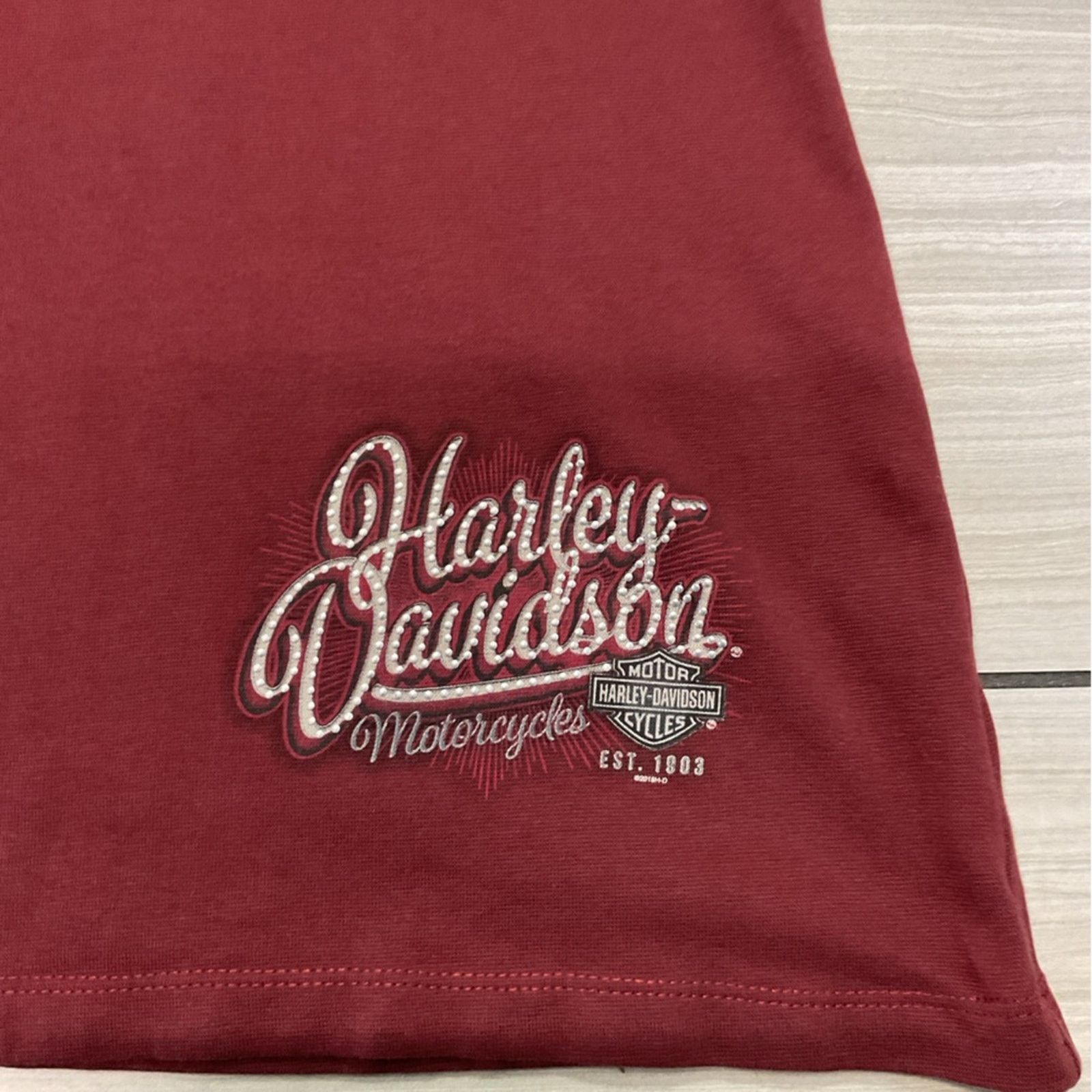 Harley Davidson Vintage Harley-Davidson Burgundy Lace Front Tank Top Size M / US 6-8 / IT 42-44 - 7 Thumbnail