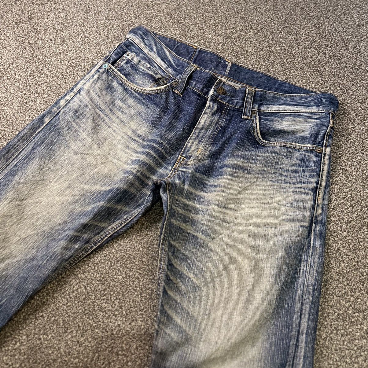 Edwin Insane‼️ Flared Vintage Distressed Edwin 511 Whisker Clawmark Size US 32 / EU 48 - 3 Thumbnail