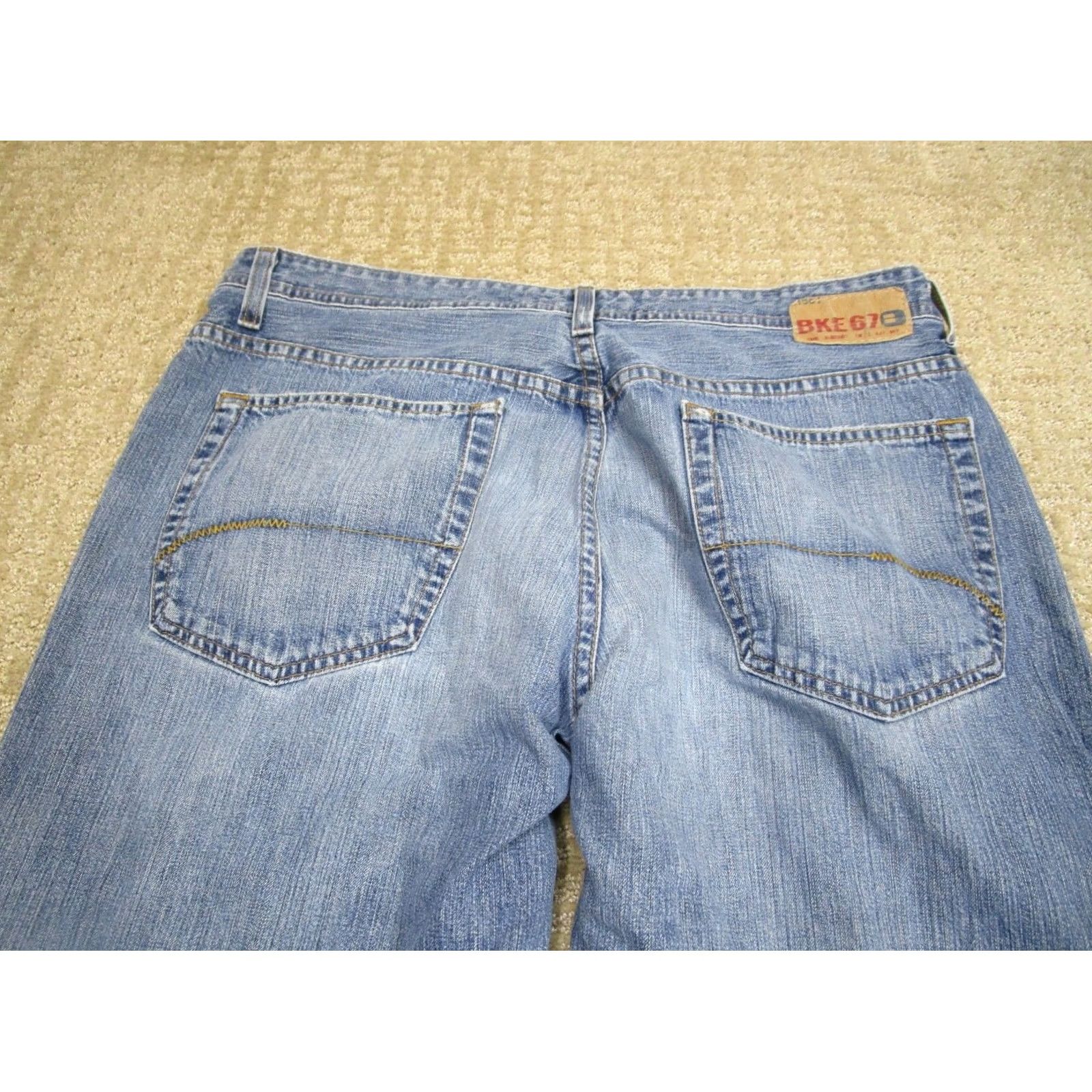 Vintage Buckle Jeans Men 36x30 Light Wash Buckle Baggy Straight 5-Pocket Denim Regular Modern Logo Y2K Vintage Mens Size US 36 / EU 52 - 4 Thumbnail