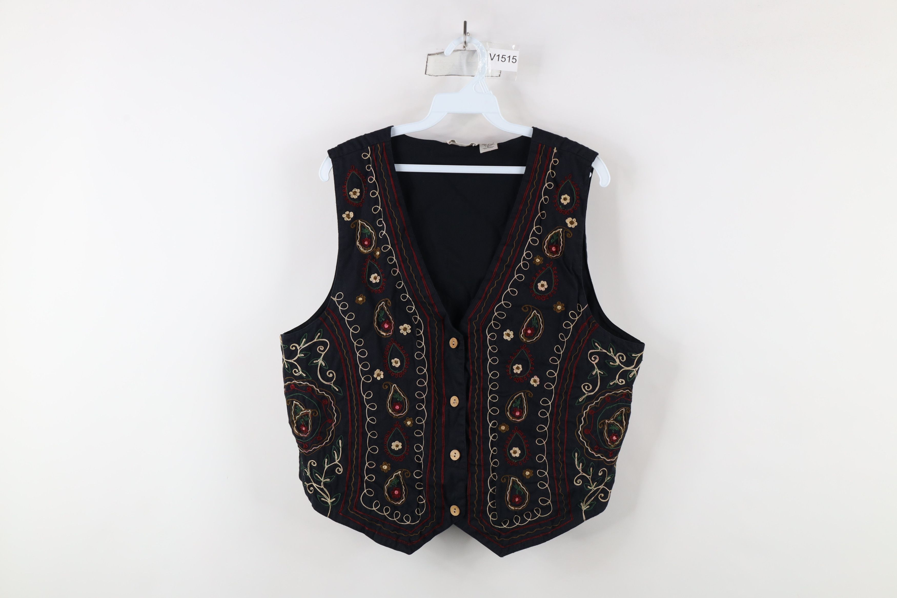 Vintage Vintage 90s Streetwear Embroidered Paisley Vest Jacket Size L / US 10 / IT 46 - 1 Thumbnail