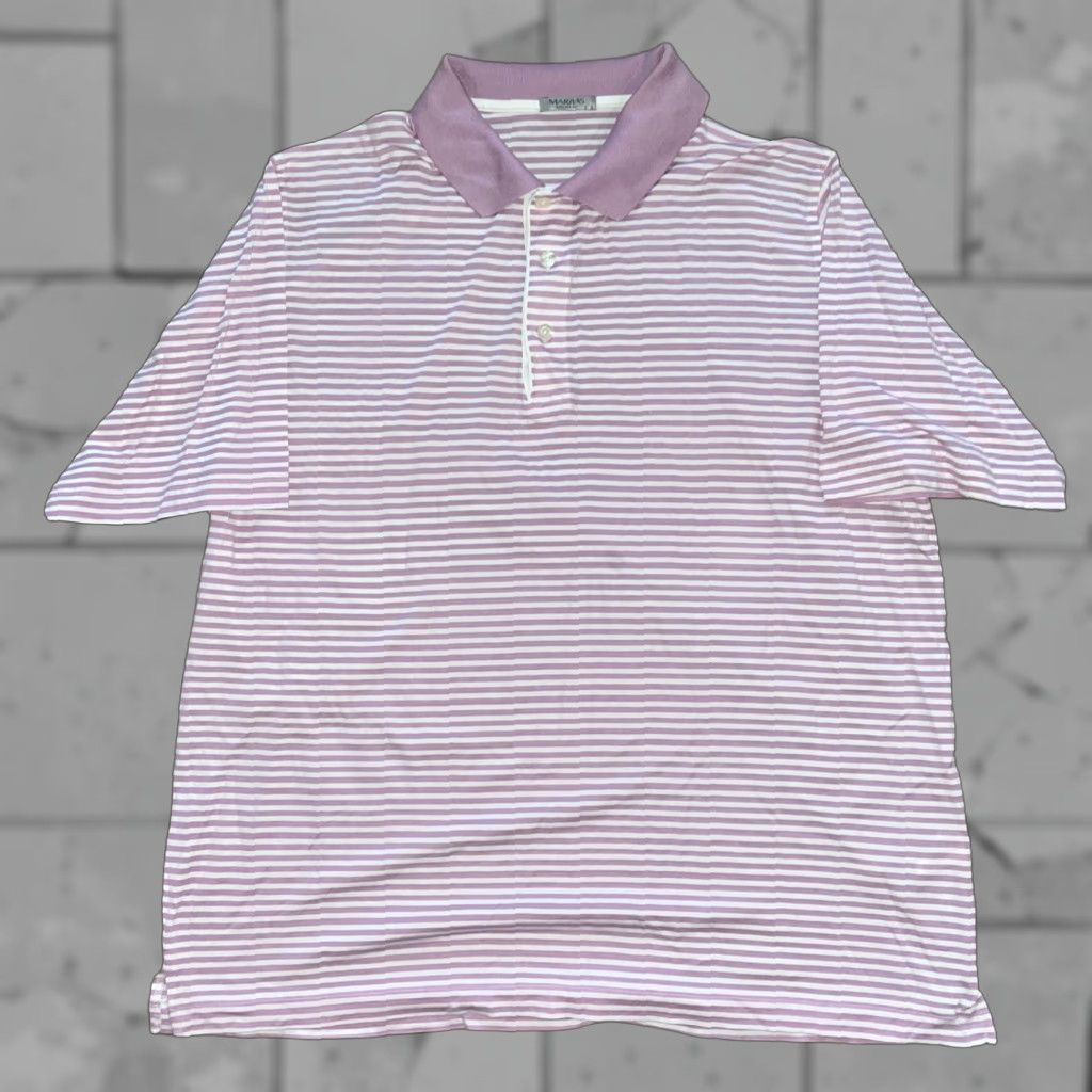 Vintage VINTAGE Marbas Pink Striped Polo Italy Mens XL Size US XL / EU 56 / 4 - 1 Thumbnail