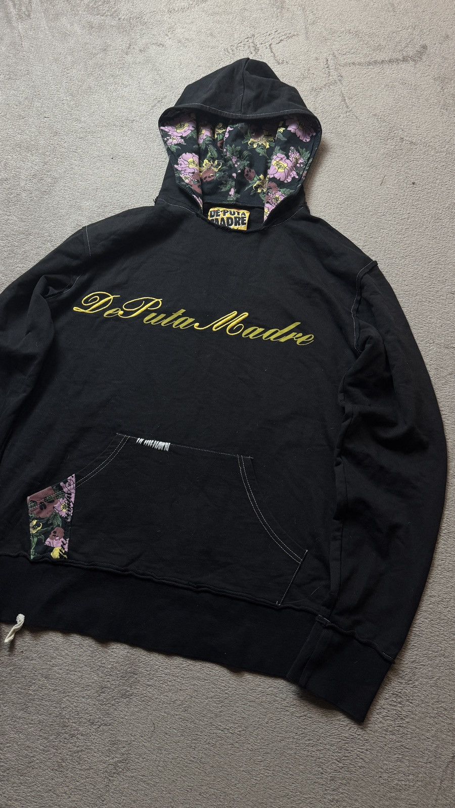 Japanese Brand De Puta Madre Y2K vintage hoodie Skull Floral Printed lgb y3 Size US M / EU 48-50 / 2 - 3 Thumbnail