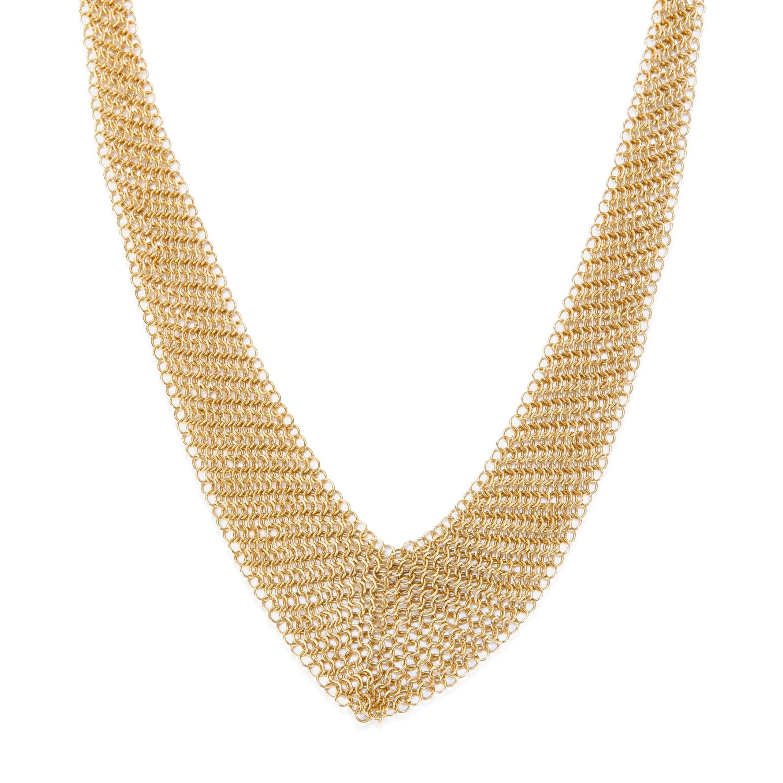image of Tiffany Co Tiffany & Co. Mesh Necklace In 18Kt Yellow Gold, Women's