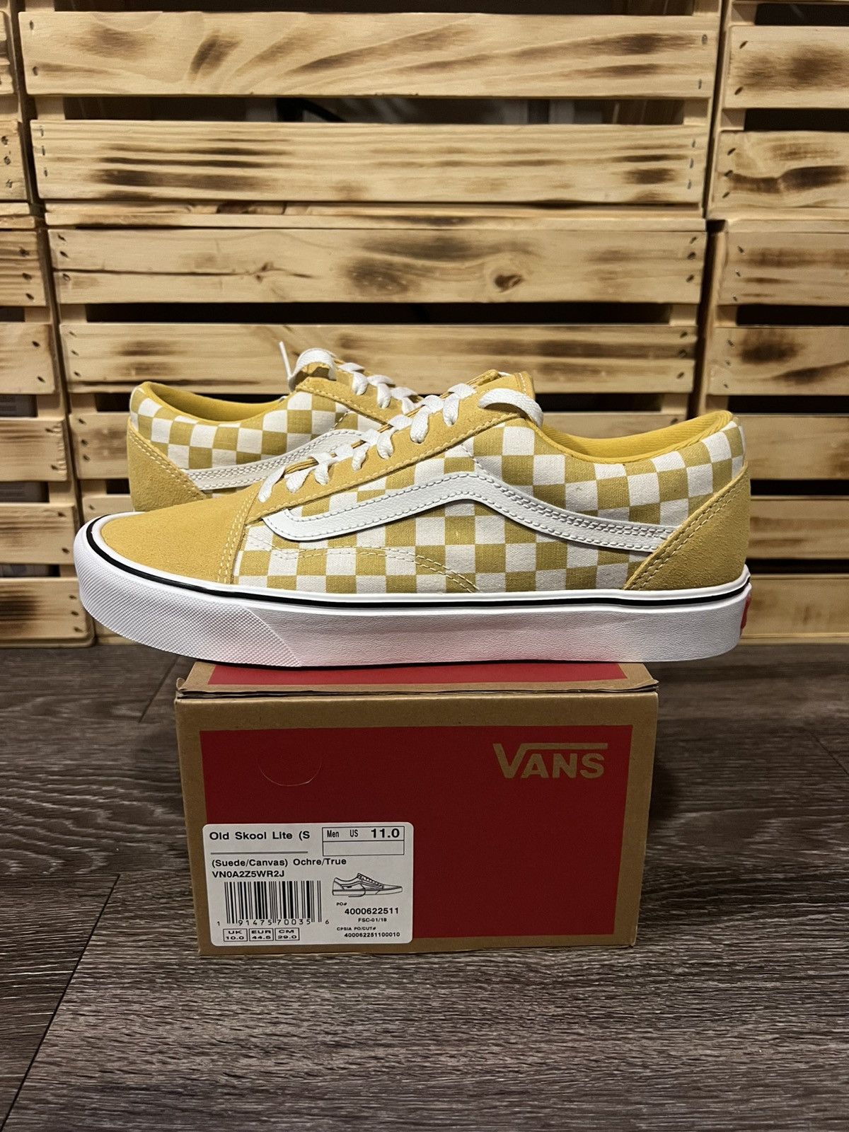 Vans Vans Old Skool Lite “Off The Wall” Ochre Yellow Checkerboard Size US 11 / EU 44 - 1 Thumbnail