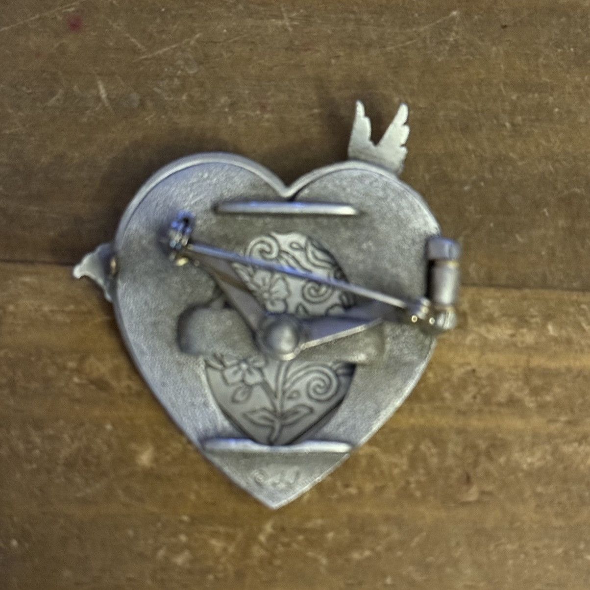 Vintage Vintage Grandma pewter heart locket brooch Size ONE SIZE - 4 Thumbnail