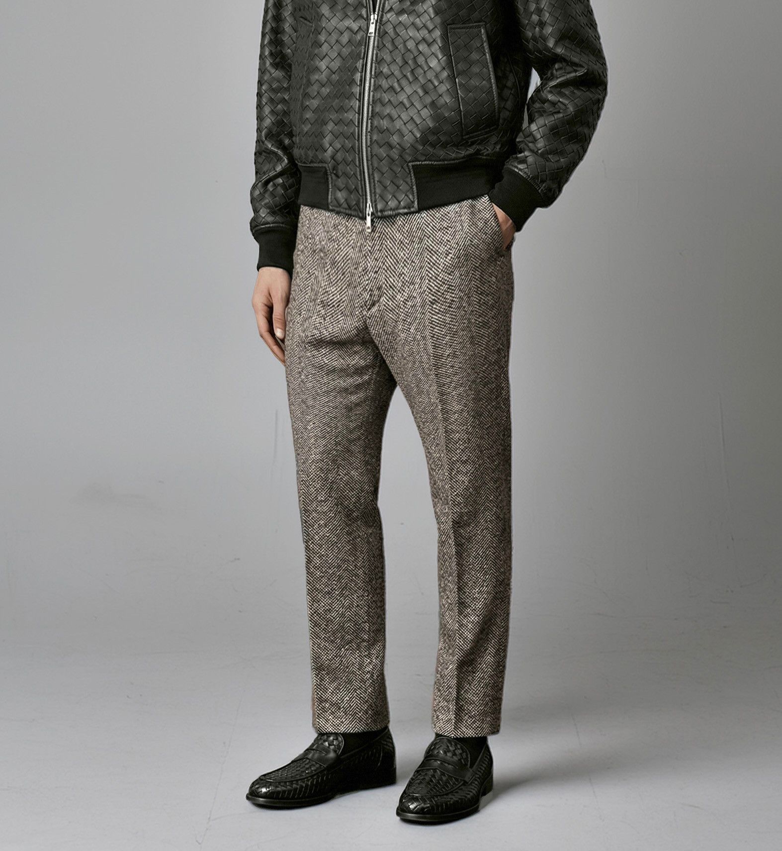 Bottega Veneta Textured Wool Chevron Trousers Size US 34 / EU 50 - 1 Thumbnail