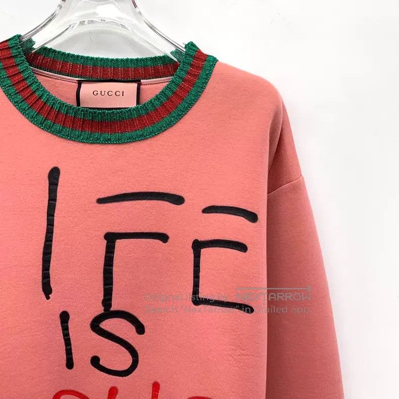 Gucci Gucci Pink letter embroidery cotton round-neck long-sleeve Size S / US 4 / IT 40 - 3 Thumbnail