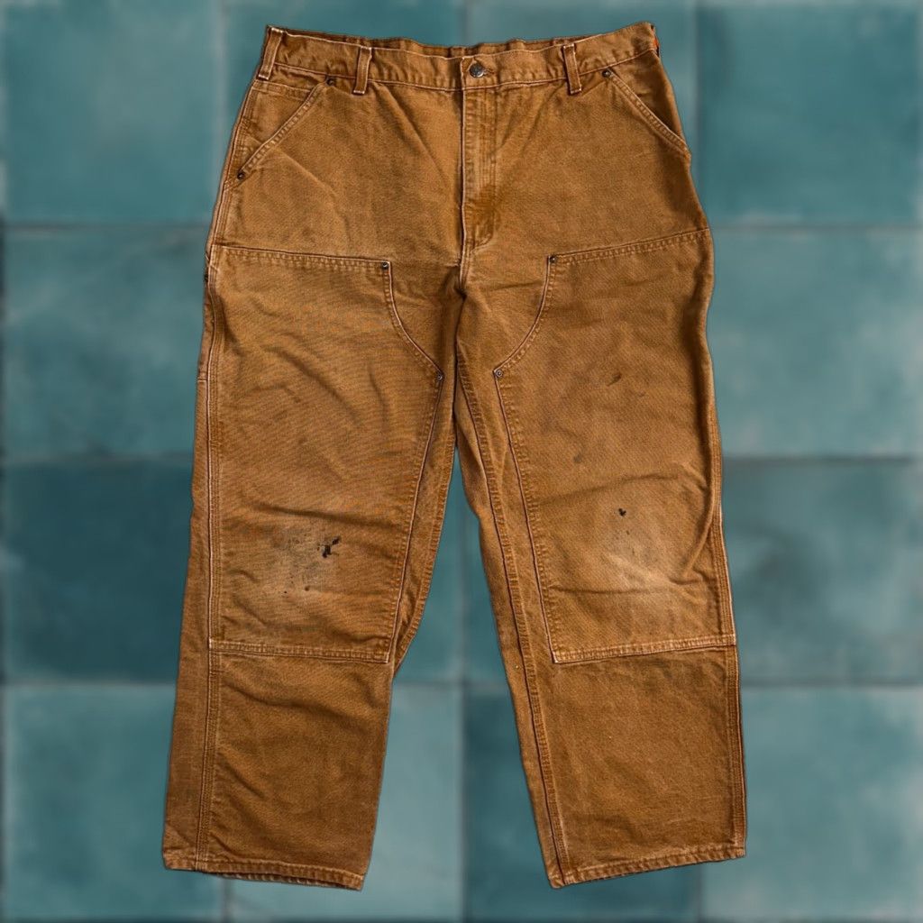 Carhartt VINTAGE Carhartt Pants Carpenter Double Knee Browns 40x30 Regular Brown 40 Mens Carhartt B01 BLK USA Size US 40 / EU 56 - 1 Thumbnail
