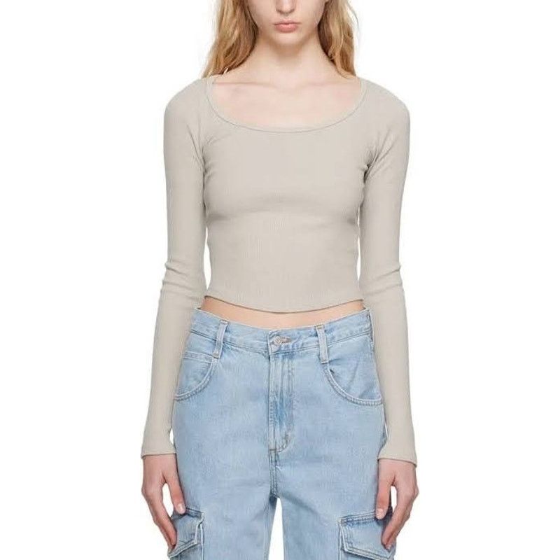 Agolde $118 New Agolde Ridley Rib Top - Rice Paper - Small Size S / US 4 / IT 40 - 2 Thumbnail