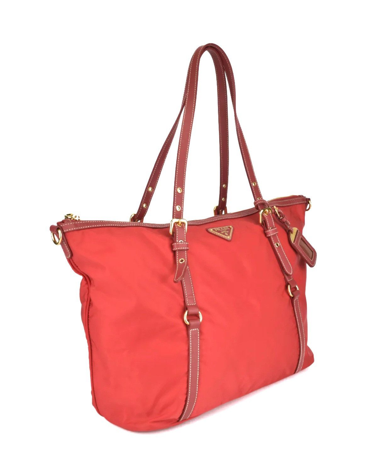 Prada Authentic Prada Tessuto Saffiano Rosso (Red) Nylon Tote Bag Size ONE SIZE - 2 Thumbnail