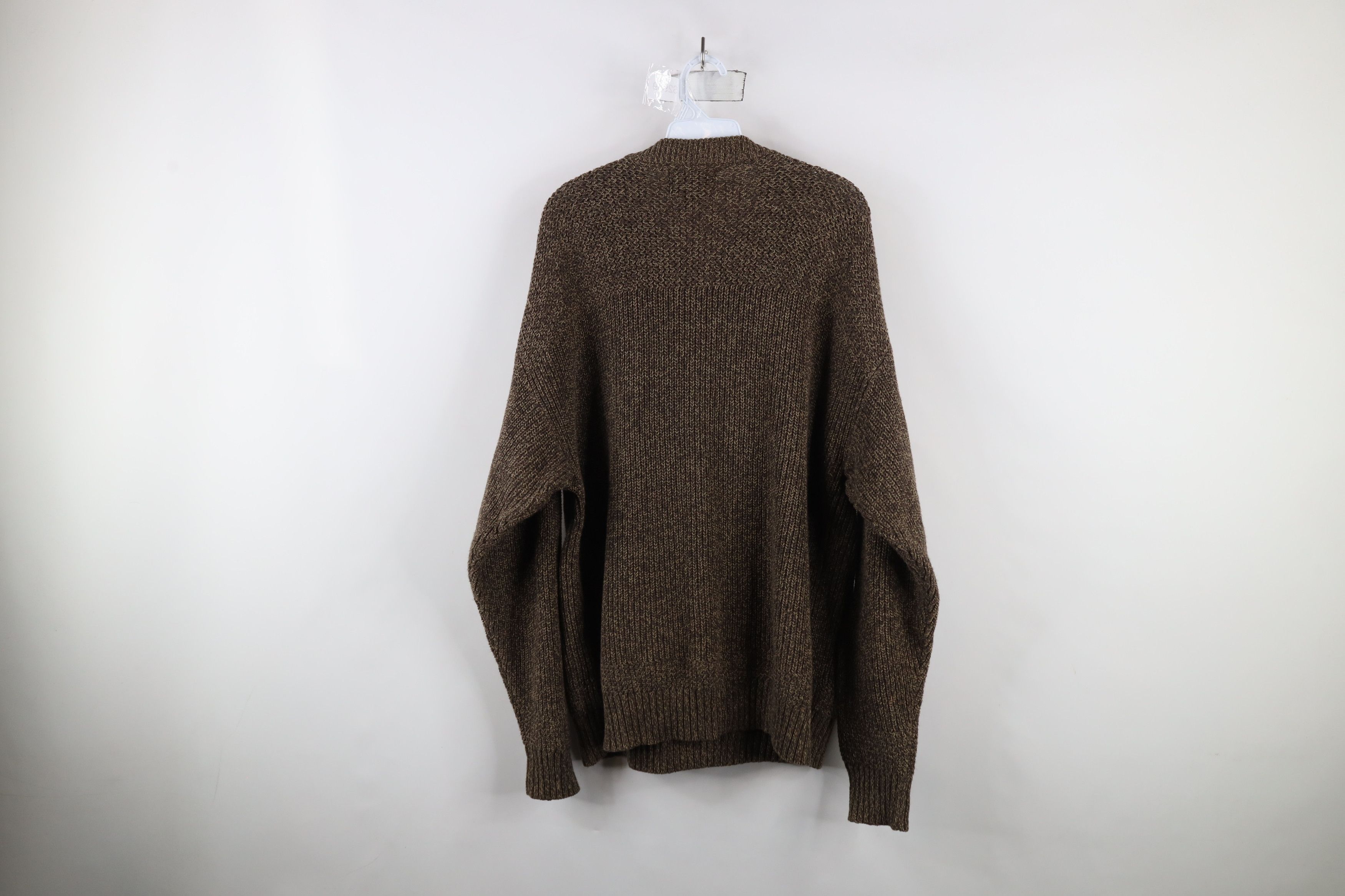 Vintage Vintage 90s Streetwear Ribbed Knit Henley Sweater Brown Size US XL / EU 56 / 4 - 7 Thumbnail
