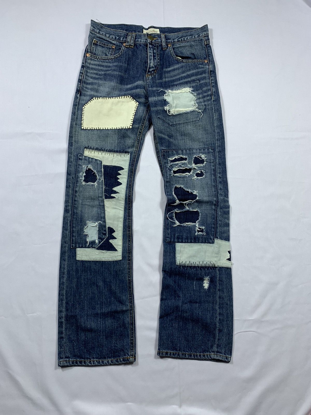 20471120 Sick Japan Distressed Patch Denim jeans Kurt Cobain Style Size US 29 - 1 Thumbnail