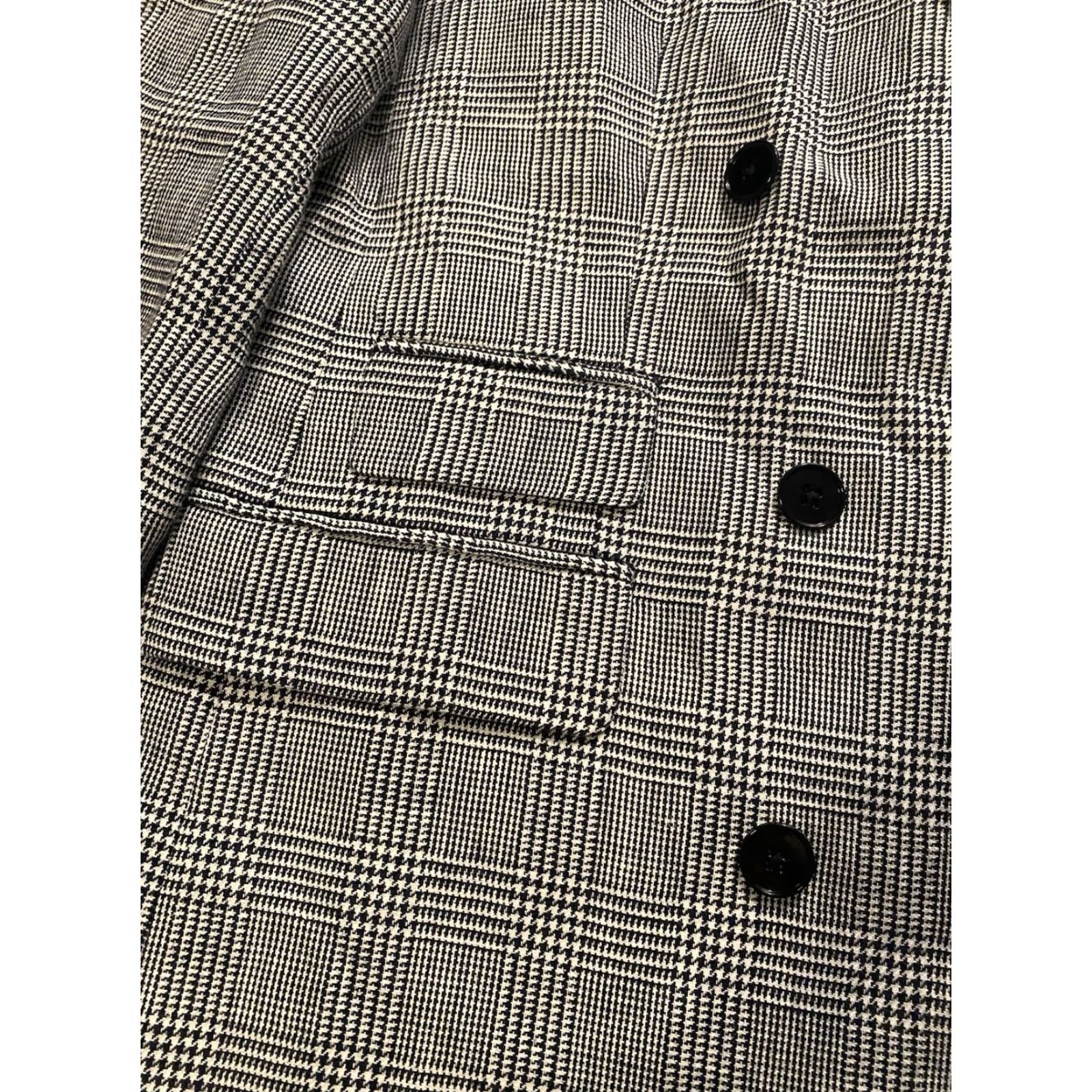 VINTAGE Lauren Ralph Lauren Blazer Women’s Double Breasted 14W 100% Linen Houndstooth Multicolor