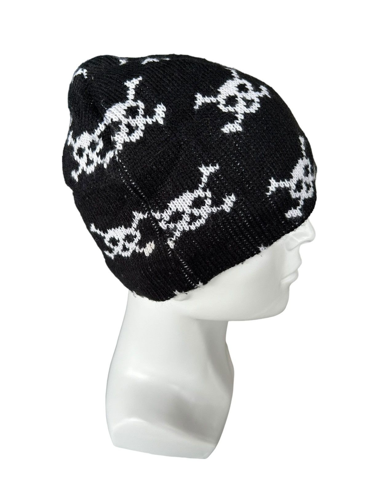 14th Addiction × Le Grande Bleu (L.G.B.) Skull Punk Bondage Overprint Beanie Hats☠️ Size ONE SIZE - 2 Thumbnail