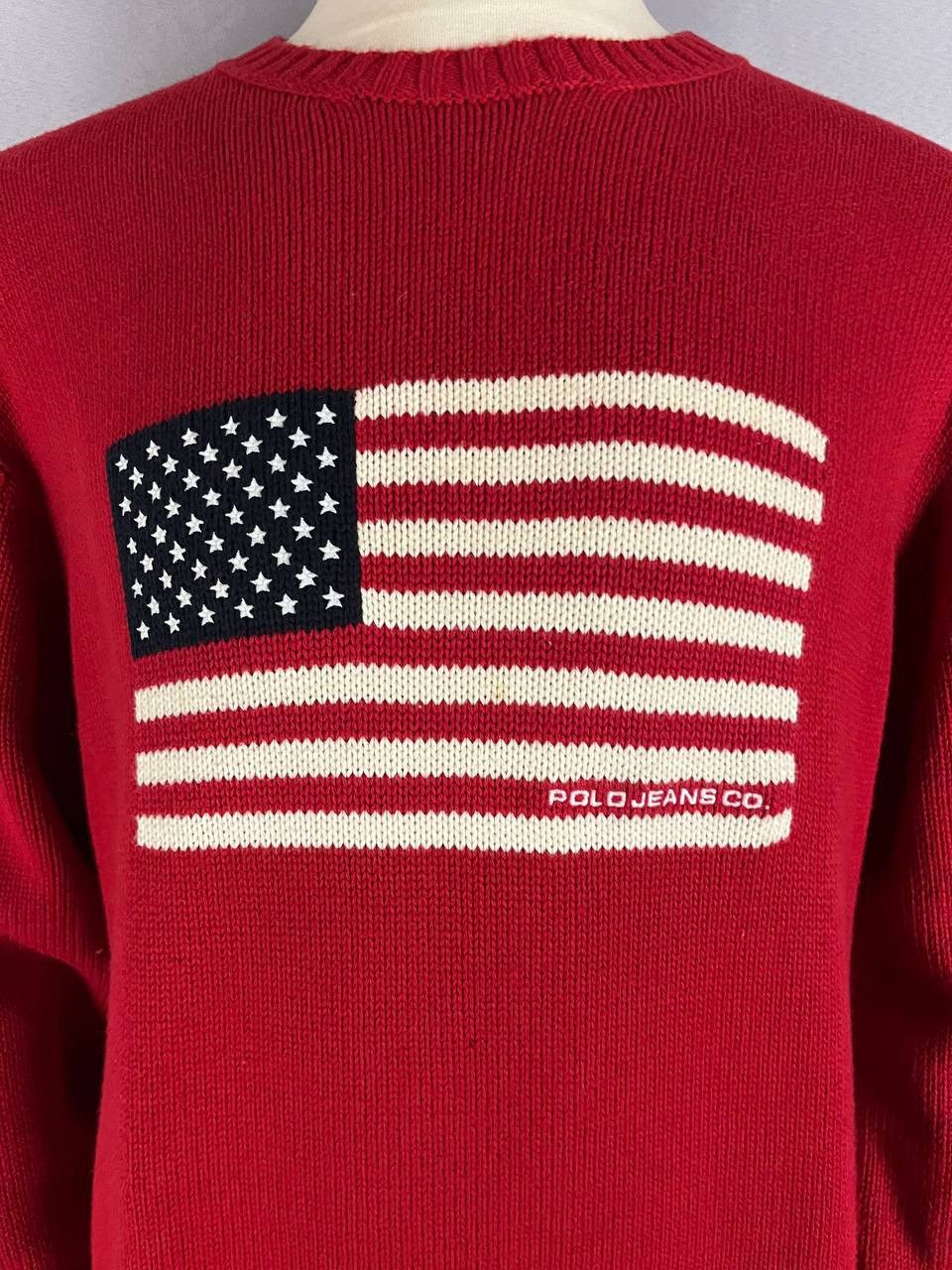 Polo Ralph Lauren Polo Ralph Lauren Sweater Red American Flag Size US XL / EU 56 / 4 - 4 Thumbnail