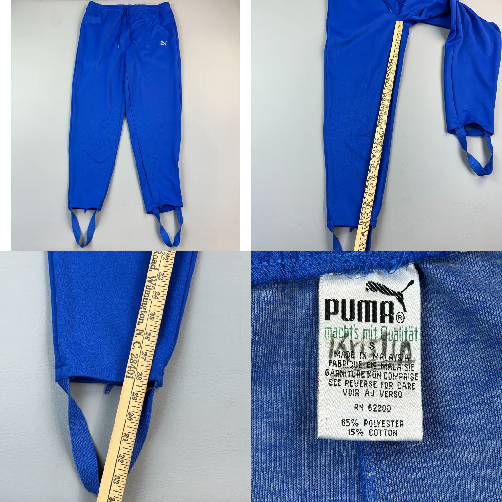 Puma VINTAGE Puma Tracksuit Mens Small Blue Geometric Stirrup Ankle Zip Pants 90s Size 36R - 9 Thumbnail