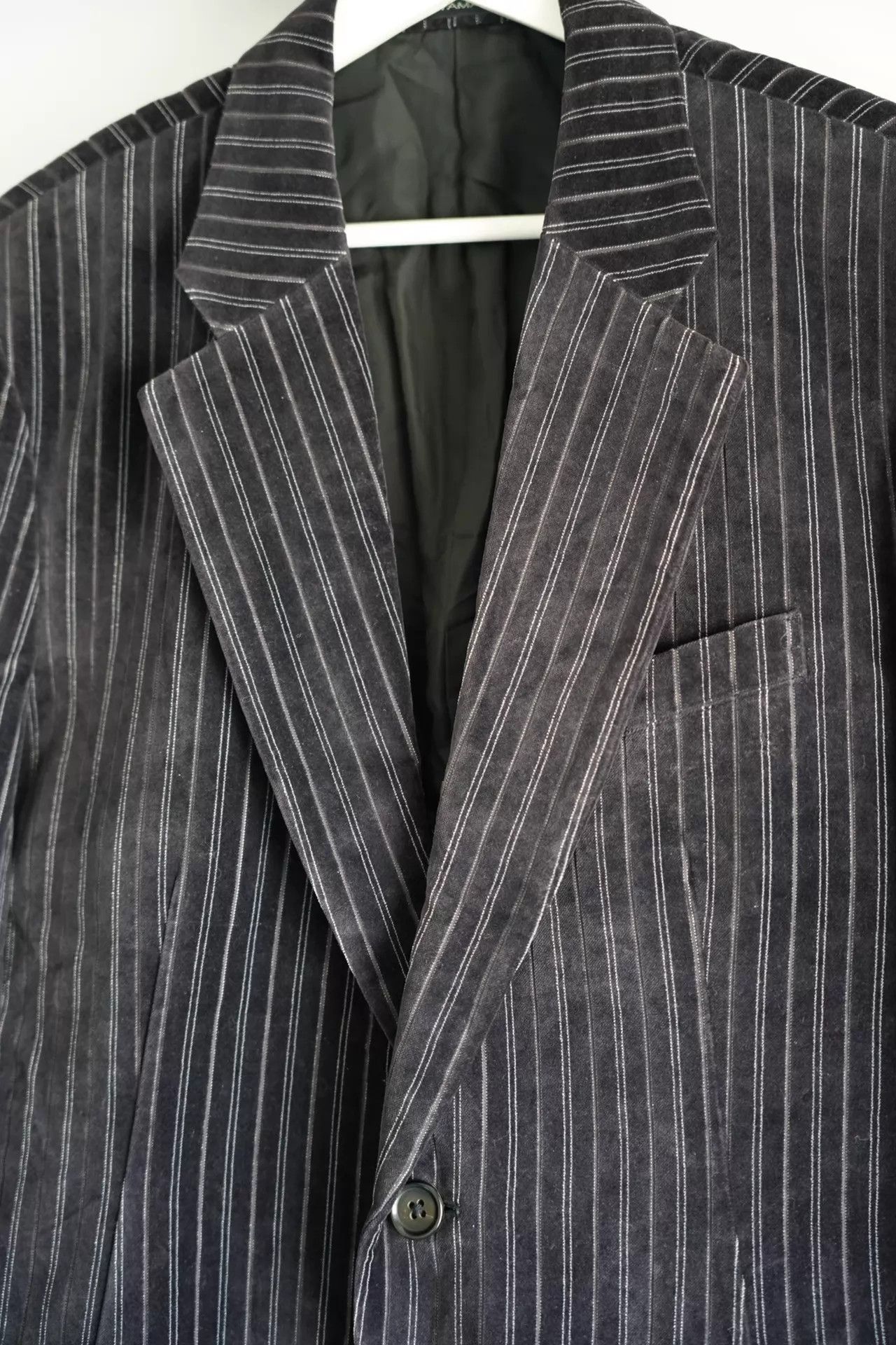 Yohji Yamamoto Yohji Yamamoto 05AW Purple Striped Velvet Blazer Size US XL / EU 56 / 4 - 3 Thumbnail