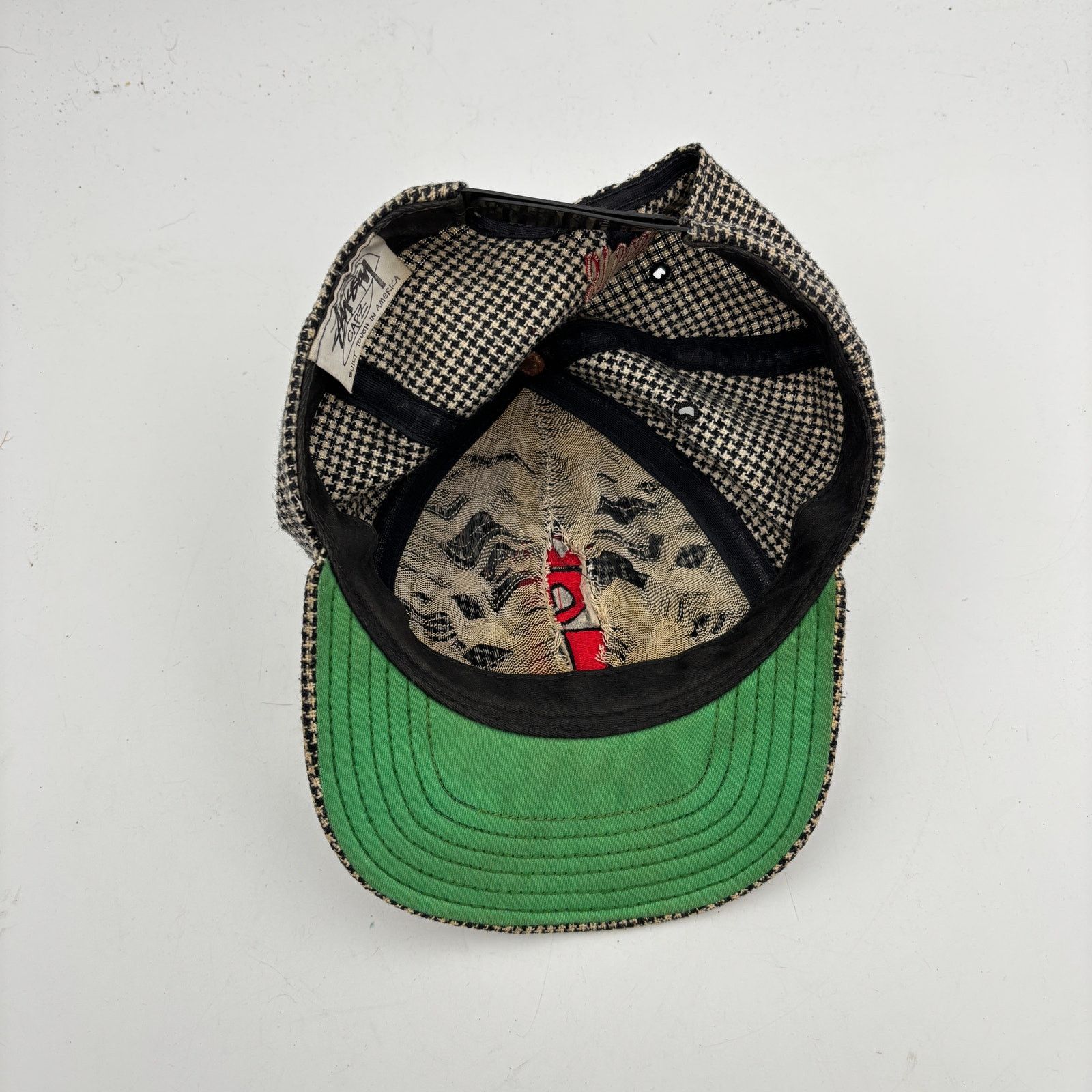 Stussy × Vintage Vintage 90s Stussy Houndstooth S Crown Logo Snapback Hat Size ONE SIZE - 7 Thumbnail