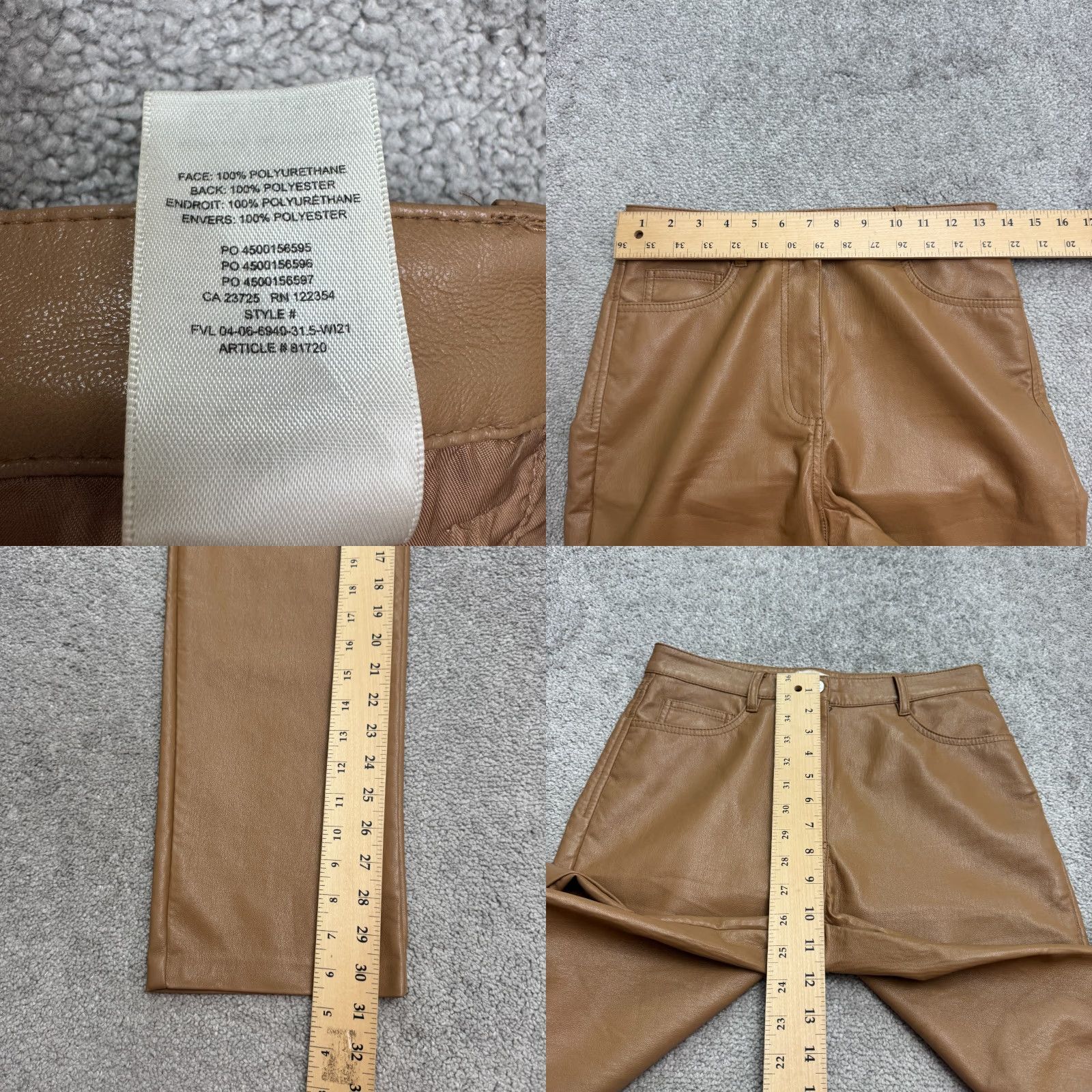 Vintage Wilfred Melina Faux Leather Straight Leg Trouser Pants Womens 4 Brown Size 27" / US 4 / IT 40 - 8 Thumbnail