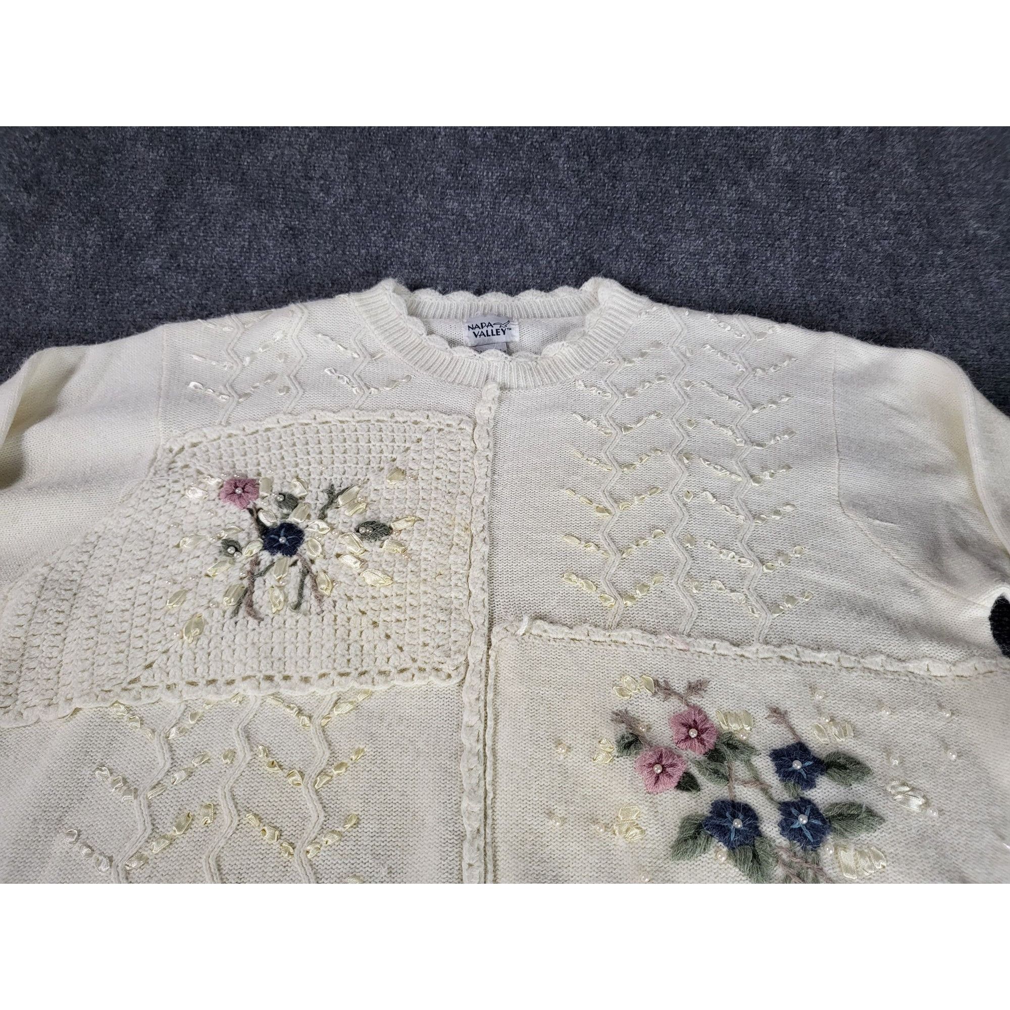 Vintage Vintage Napa Valley Mock Neck Sweater women Sz 3XL White Flo Size 3XL / US 20-22 - 2 Thumbnail