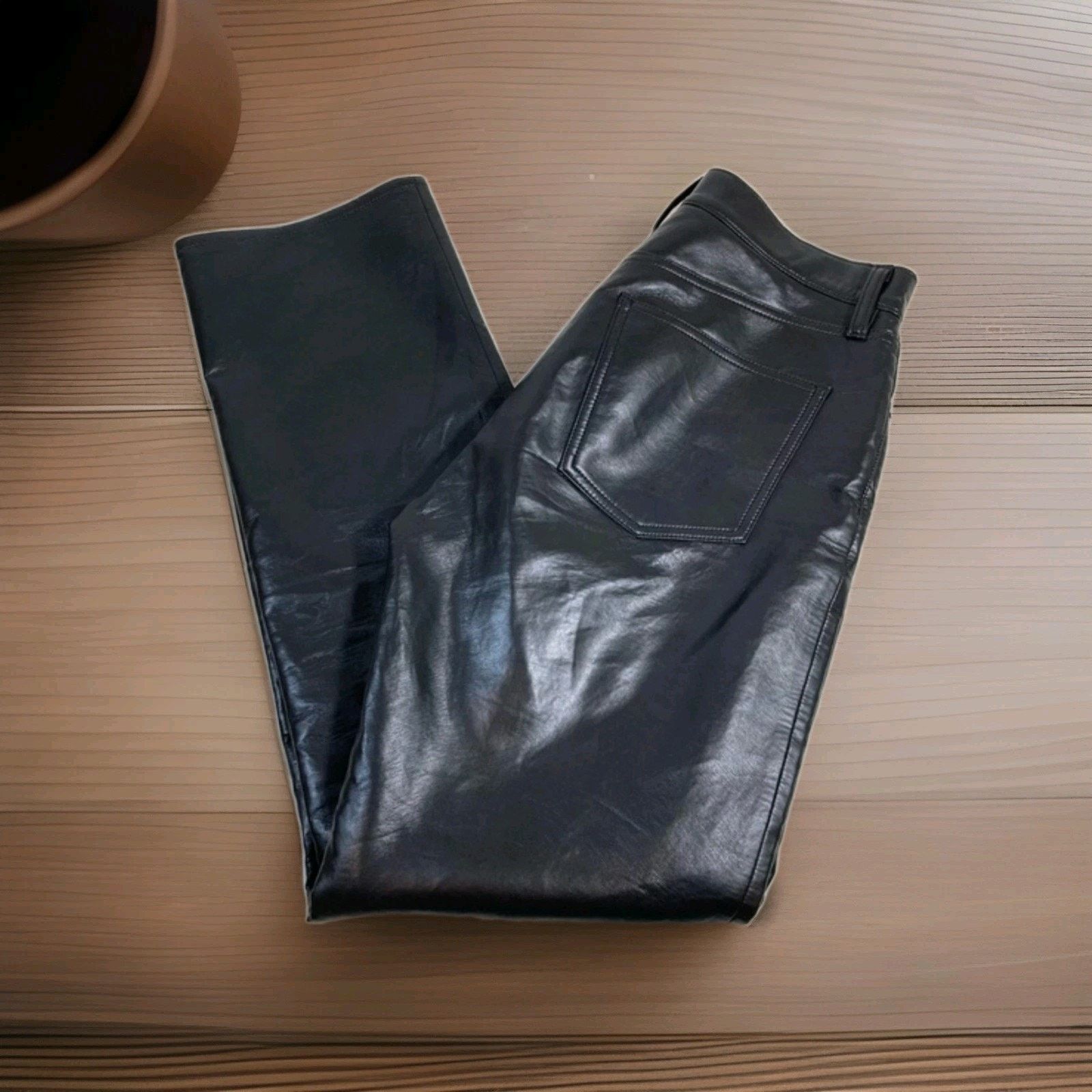 Agolde AGOLDE Recycled Leather 90's Pinch Waist Pants A164-1285 USA Size 29" - 8 Thumbnail