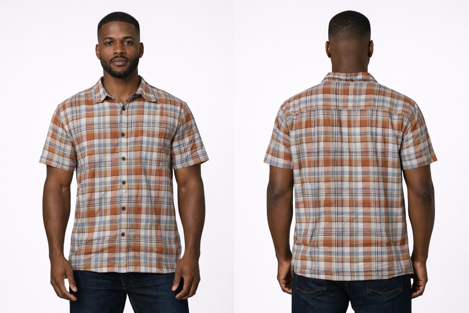 Unknown London Mutual Weave Men's Short Sleeve Plaid Button-Up Shirt 2X LT Size US XXL / EU 58 / 5 - 2 Thumbnail