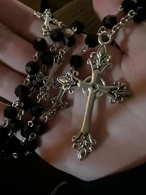 Other Black Crystal Rosary Necklace Size ONE SIZE - 3 Thumbnail
