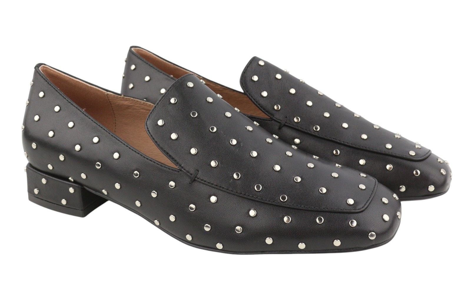 Other BIBI LOU LILIAN EU37 Black Leather Silver Studs Square 87559 Size US 6 / IT 36 - 2 Thumbnail