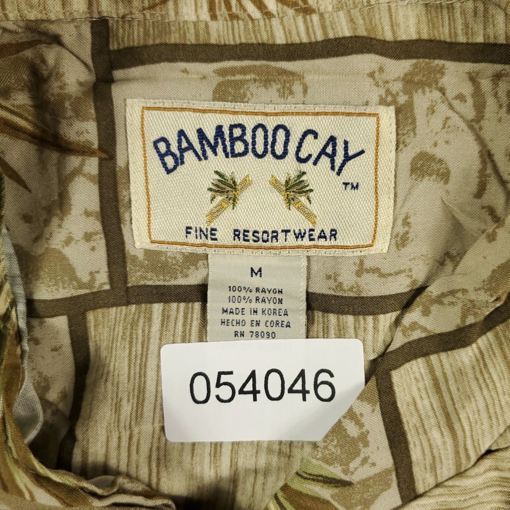 Vintage Bamboo Cay Shirt Mens M Beige Modal Button-Up Short Sleeve Hawaiian Aloha Classic Logo Pockets Men Size US M / EU 48-50 / 2 - 7 Thumbnail