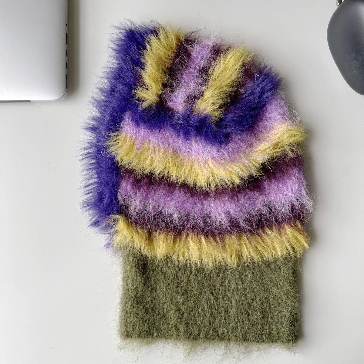 Designer × Vintage Wool Plush Fluffy Balaclava Ski Mask Retro Unisex Beanies Size ONE SIZE - 4 Thumbnail