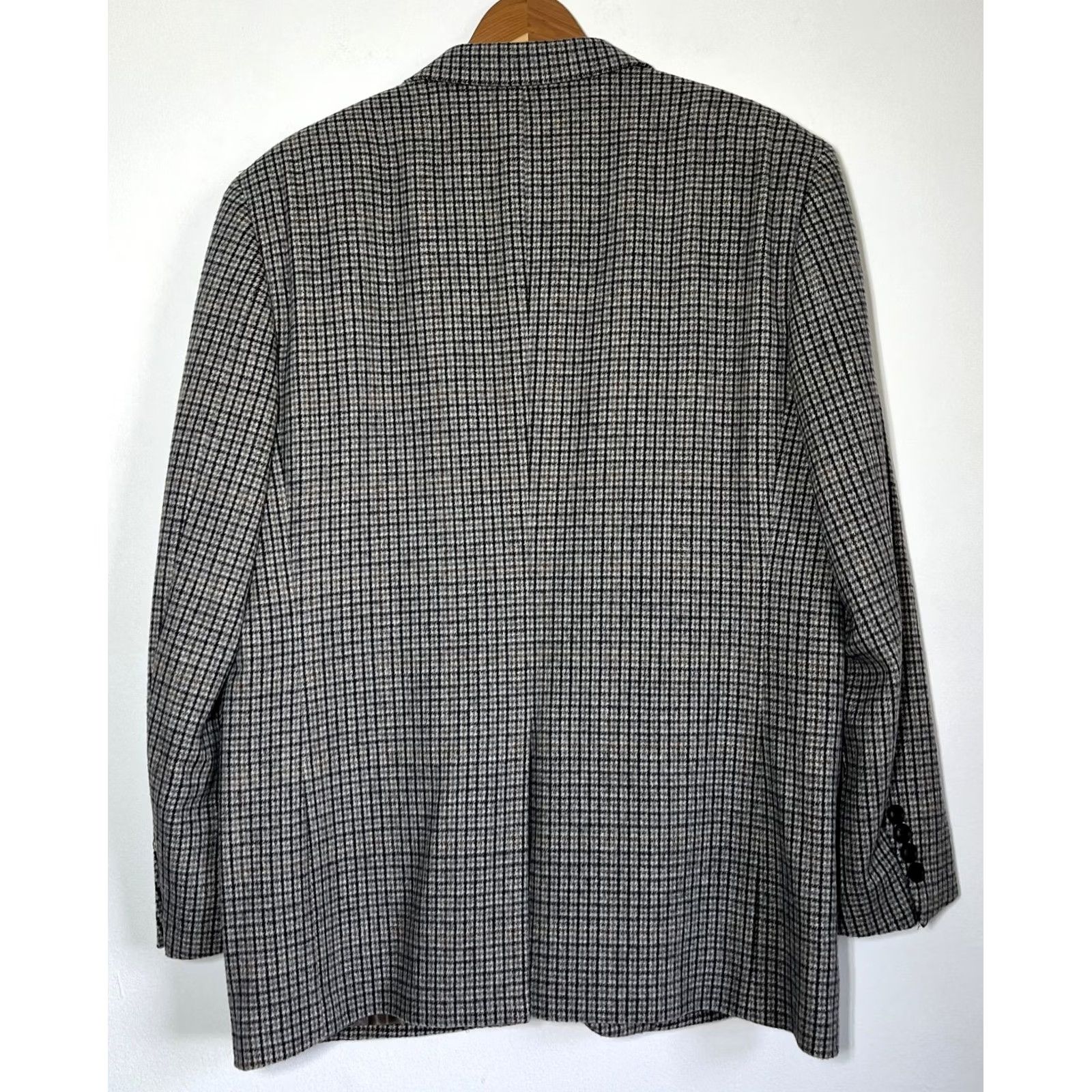 DAKS DAKS Men’s Blazer Jacket Wool Cashmere Blend Size 42 Regular Gray Plaid Vintage Jacket Mens Blazer Size 42R - 2 Thumbnail