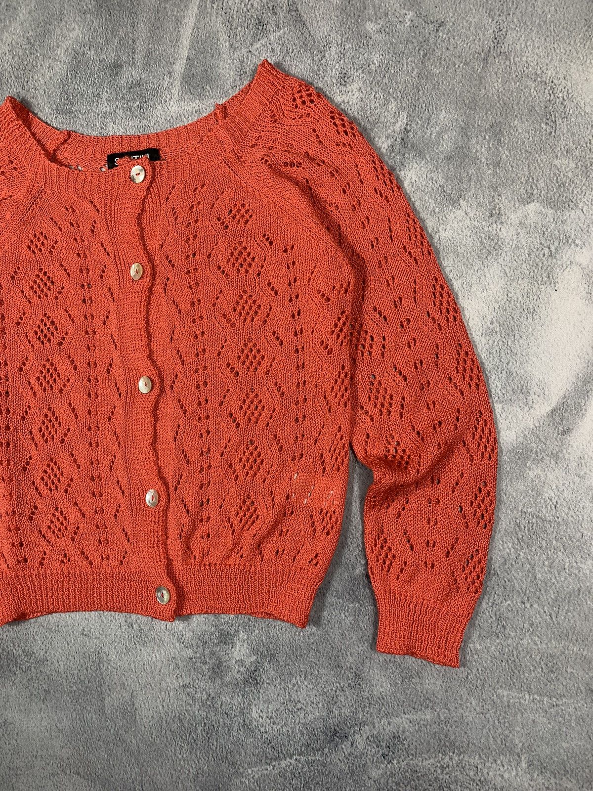 Japanese Brand × Vintage Vintage Y2K mesh button ups knit cardigan sweater size M Size M / US 6-8 / IT 42-44 - 3 Thumbnail