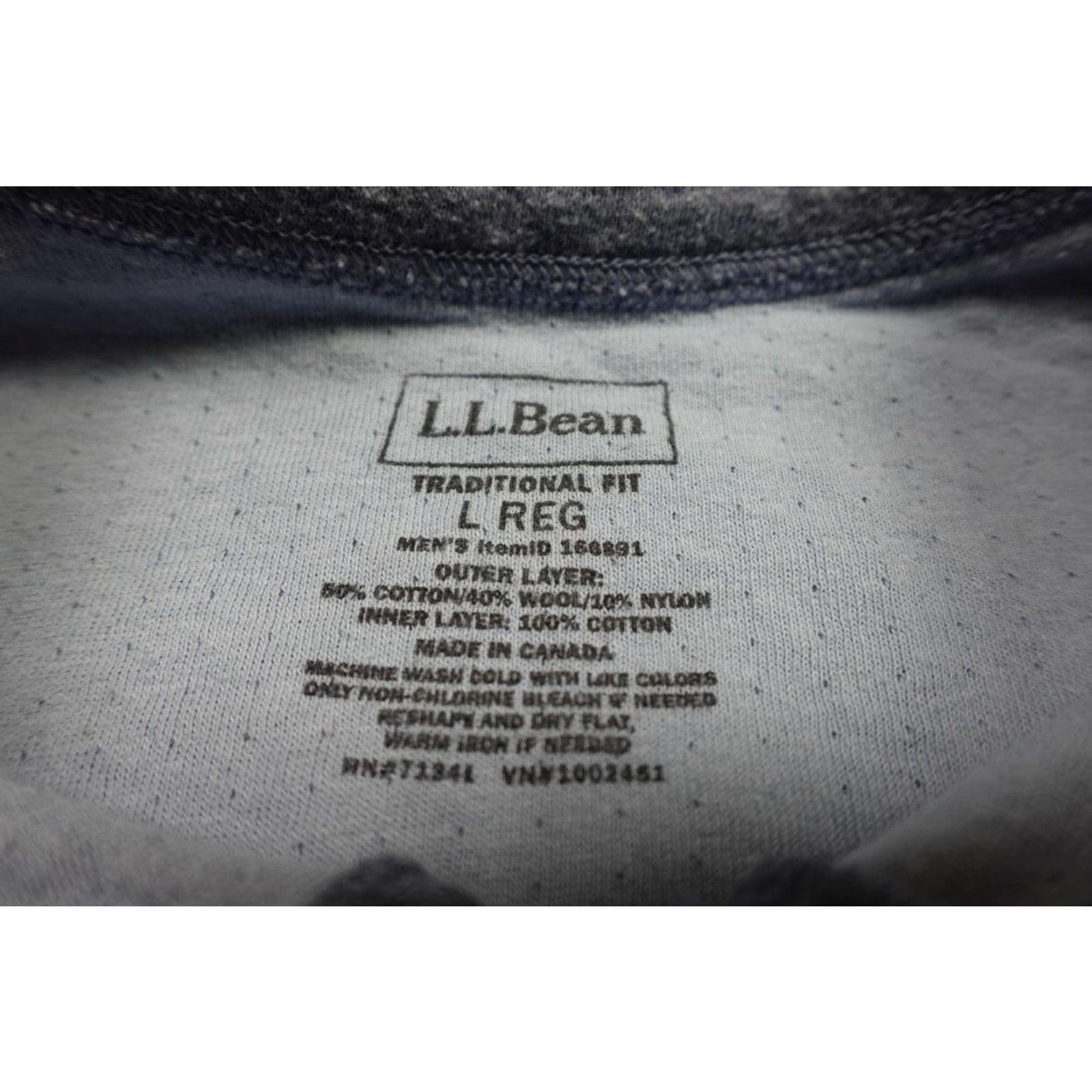 Vintage L.L. Bean Henley Shirt Mens L Blue Wool Blend Long Sleeve Traditional Fit Size US L / EU 52-54 / 3 - 2 Thumbnail