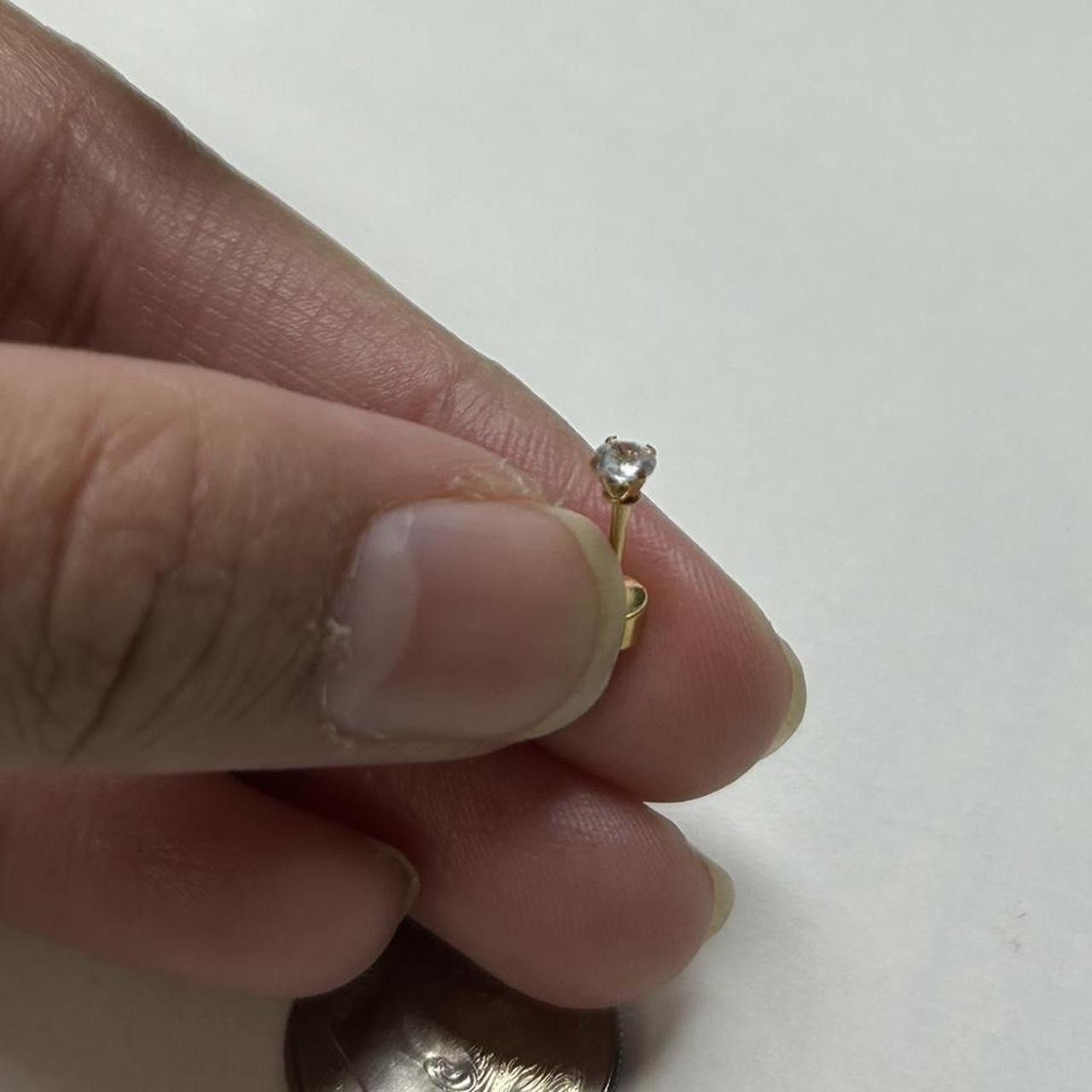Vintage 18k Gold Round White Crystal Zircon Stud Earrings ERG-R-S Size ONE SIZE - 5 Thumbnail