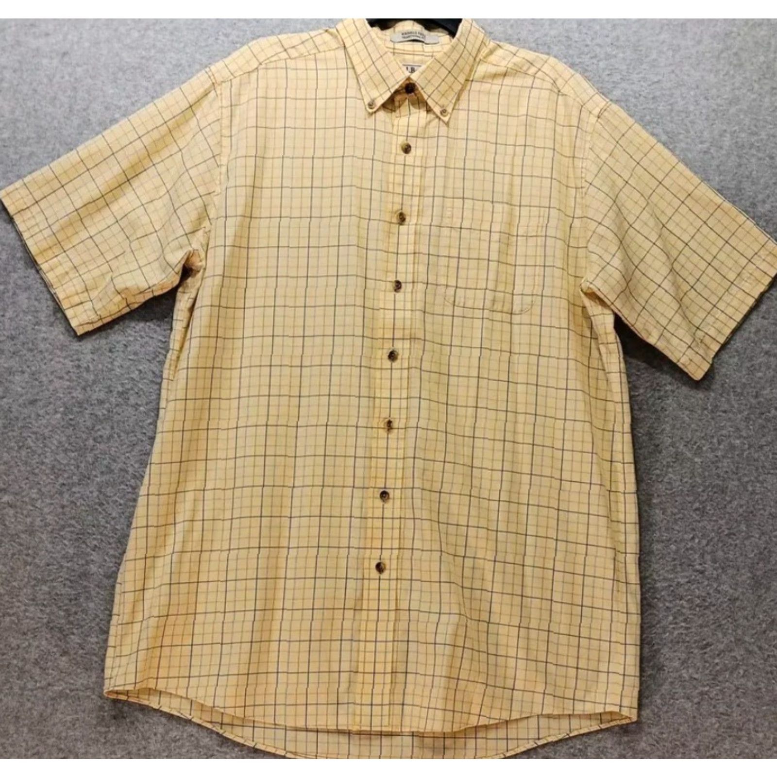 Vintage LL Bean Shirt Men's Large TALL Yellow Window Pane Button-Down Short Sleeve Button-Up Size US L / EU 52-54 / 3 - 2 Thumbnail
