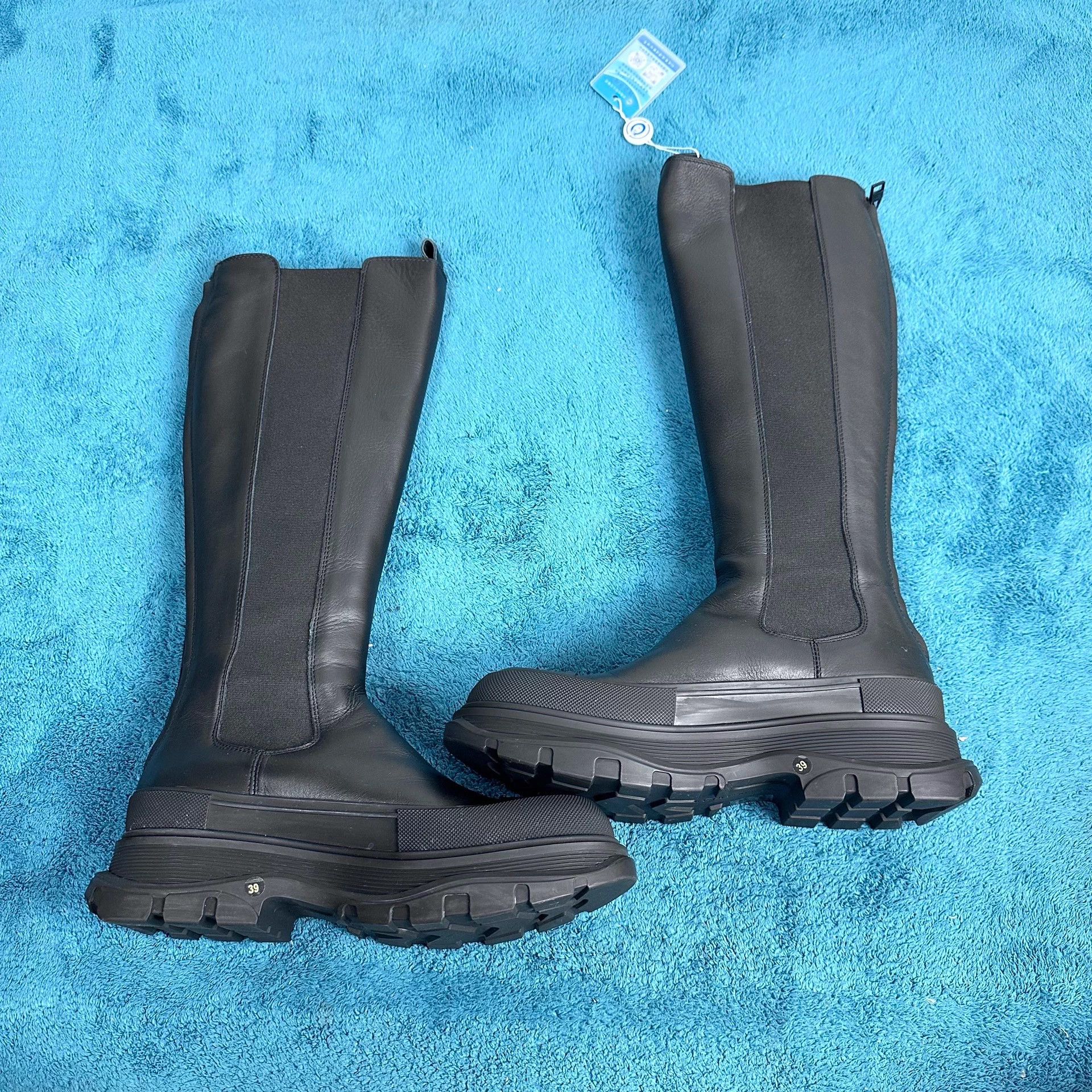 Other McQ tread slick platform knee high Chelsea boots black 39 Size US 8 / IT 38 - 3 Thumbnail