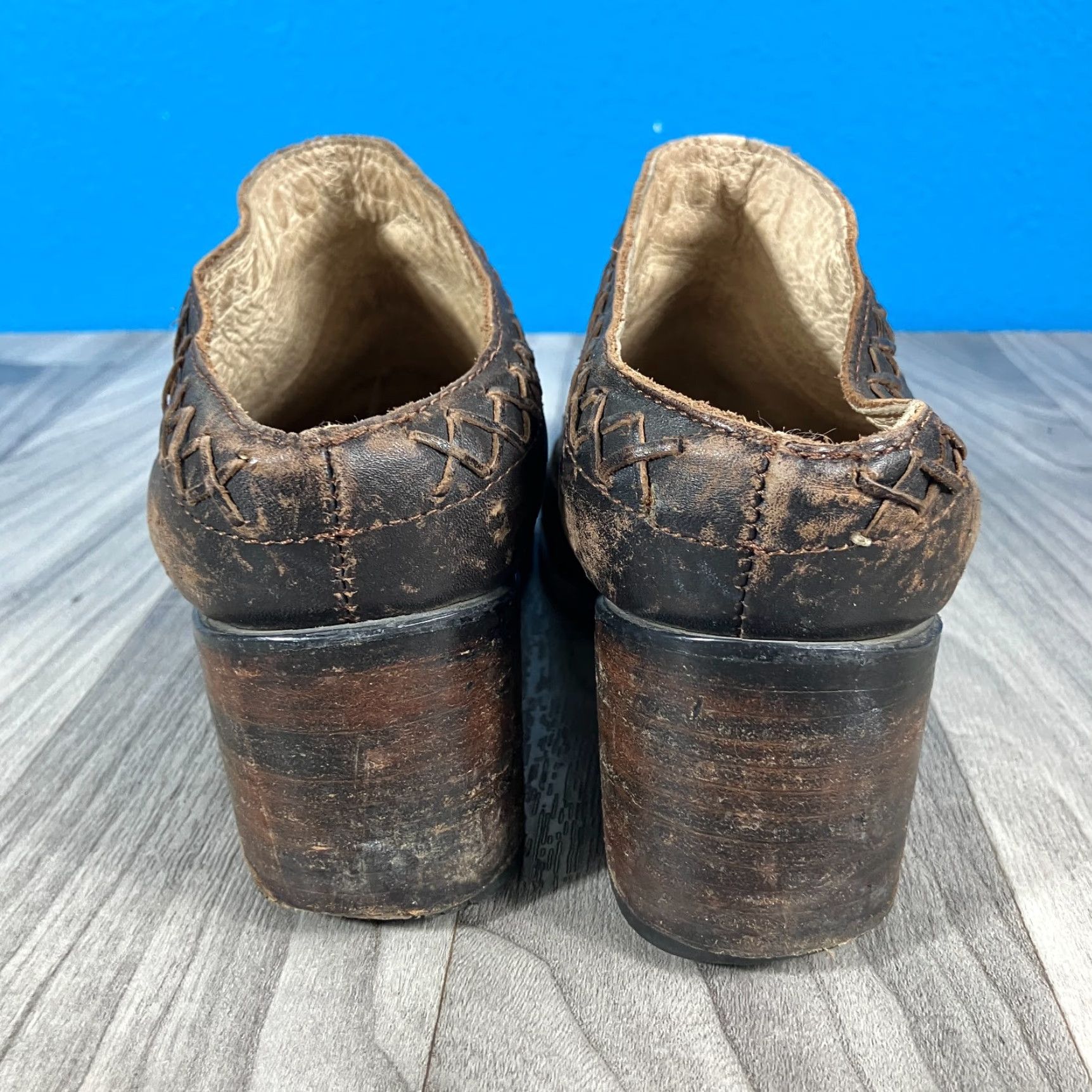 FREEBIRD Freebird By Steven Prisn Mules Brown Leather Slip On Block Heel 9 Women Casual Shoes Size US 9 / IT 39 - 4 Thumbnail