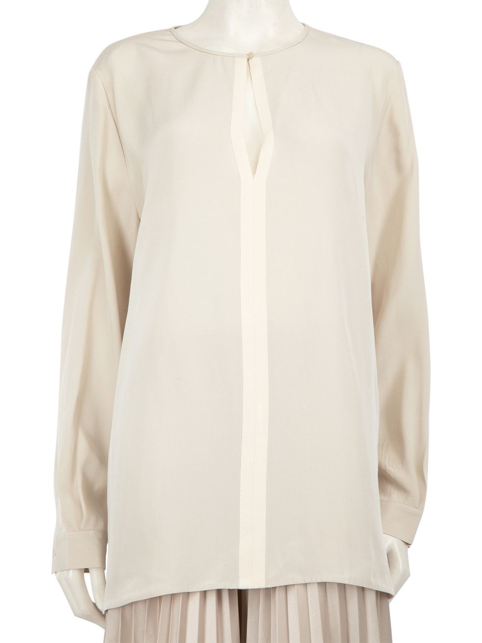 Loro Piana Cream Long Sleeve Silk Blouse Size XL / US 12-14 / IT 48-50 - 1 Thumbnail