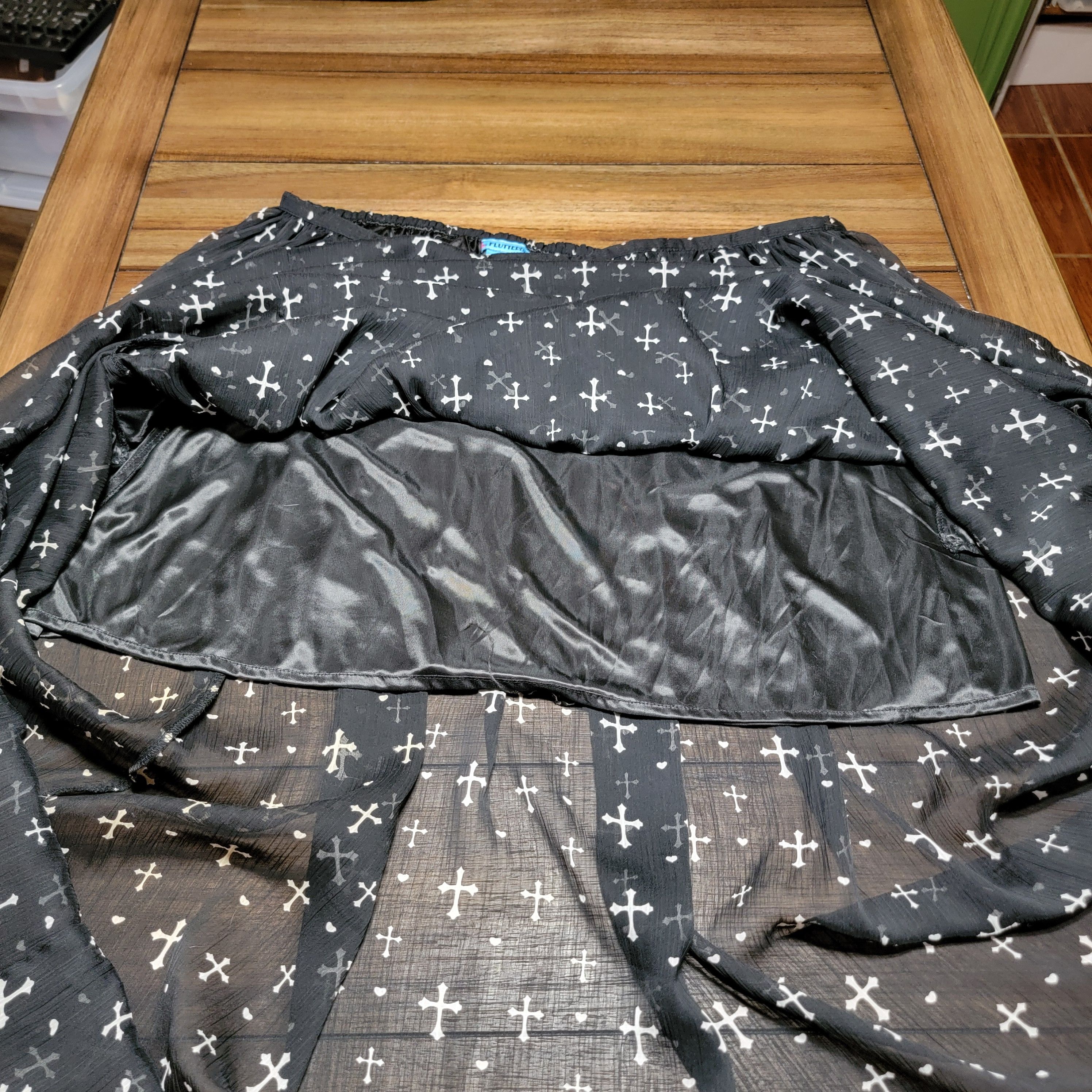 Other Flutterbye Full Sheer Black Cross Skirt w/ Pockets - Size 3X Size 38" / US 16 / IT 52 - 4 Thumbnail