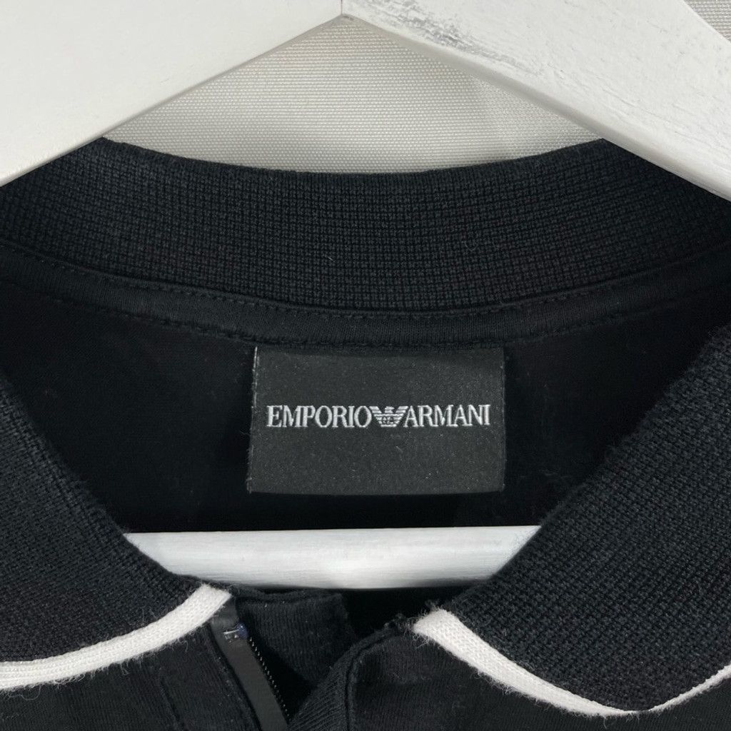 Emporio Armani Emporio Armani Black Lyocell Blend Zip Collar Polo Size XL Size US XL / EU 56 / 4 - 5 Thumbnail