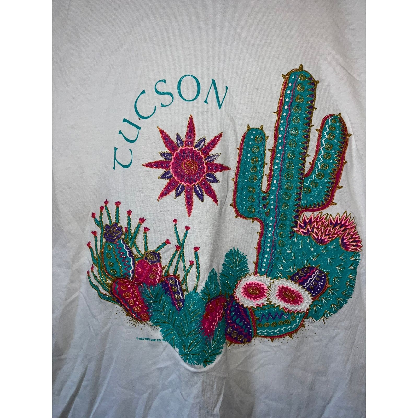 Jerzees 90s Vintage AZ Arizona Tuscon Cactus Graphic White Shirt VTG Size US M / EU 48-50 / 2 - 4 Thumbnail