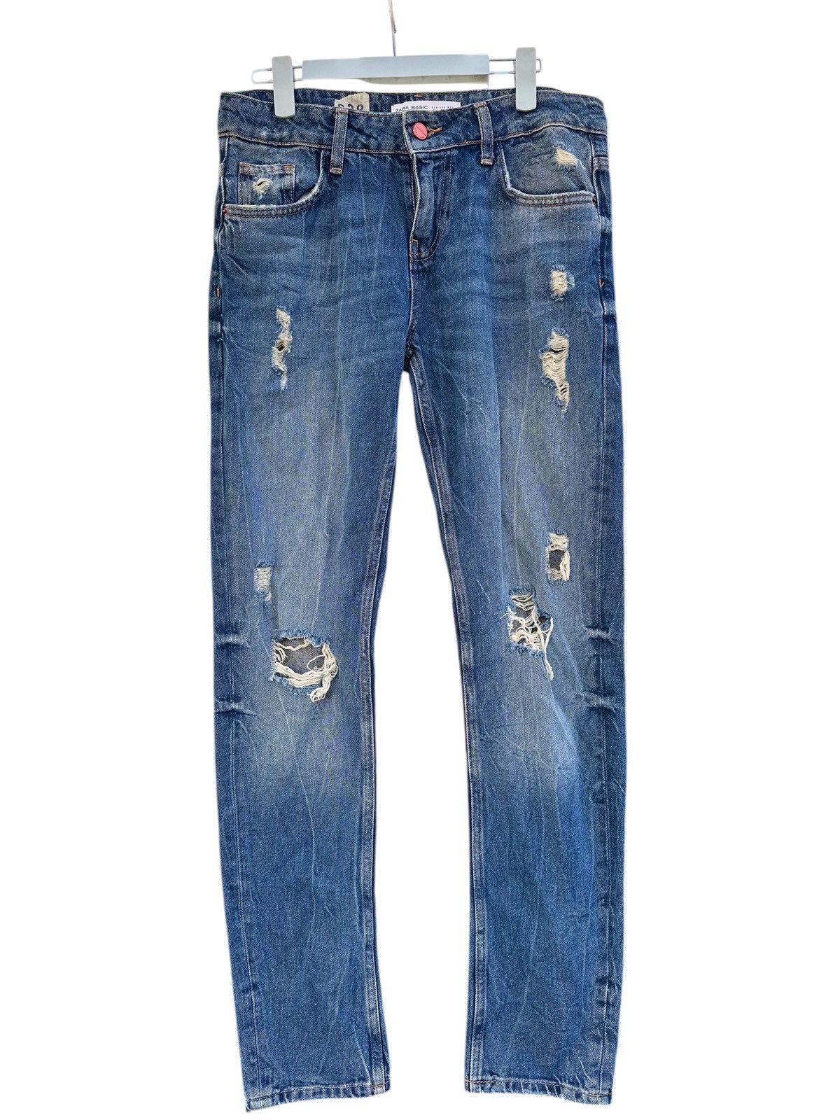 Zara Distress Denim Zara Basic Jean . Size US 30 / EU 46 - 1 Thumbnail