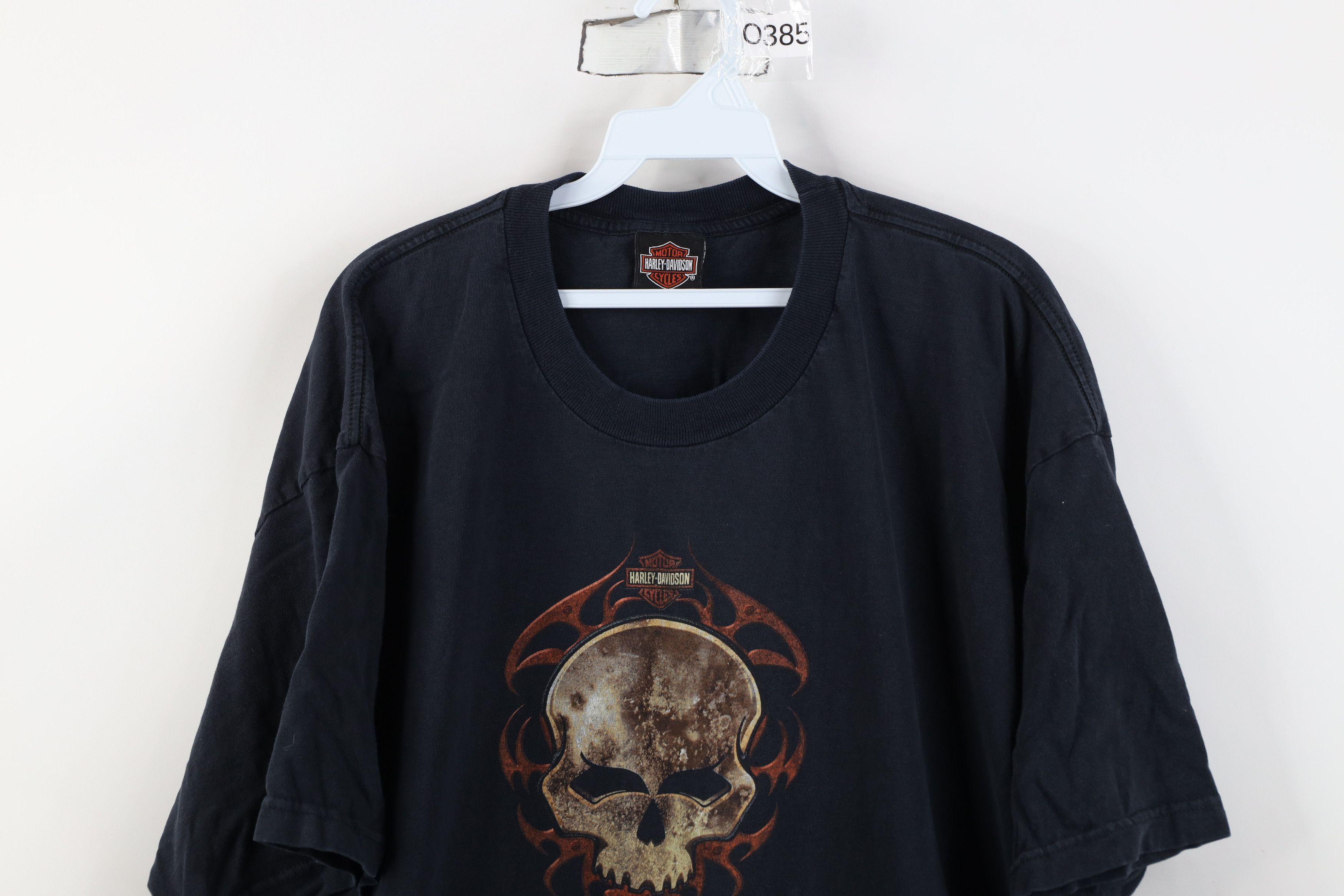 Harley Davidson Vintage Y2K 2004 Harley Davidson Fire Flames Skull T-Shirt Size US XXL / EU 58 / 5 - 2 Thumbnail