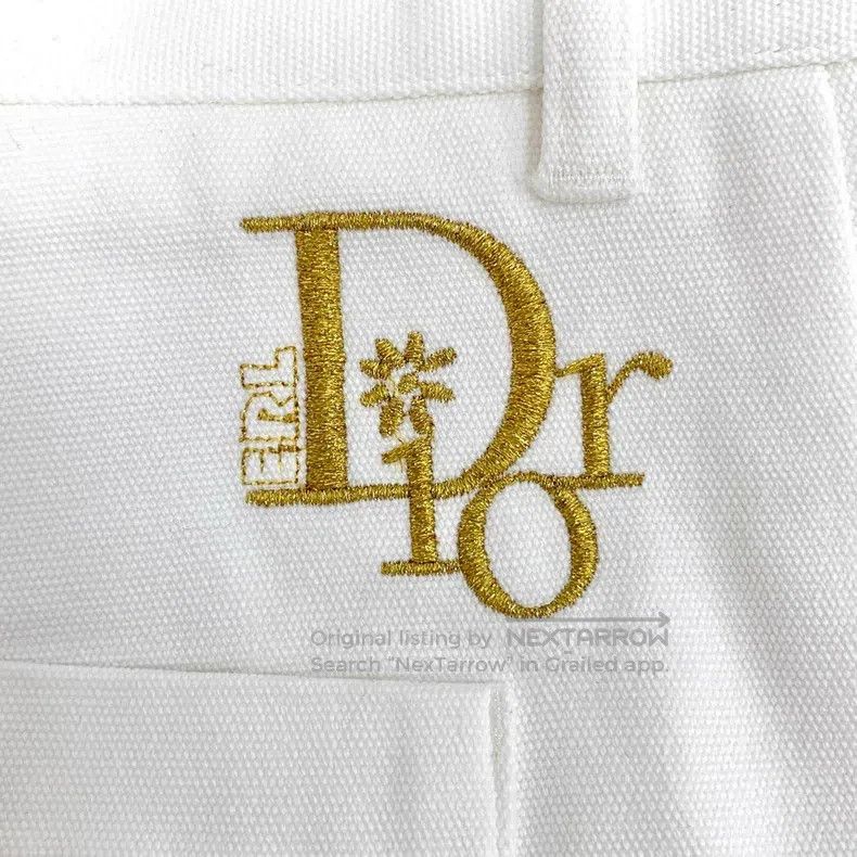 Dior Dior White logo letter gold thread embroidery cotton casua Size US 30 / EU 46 - 5 Thumbnail