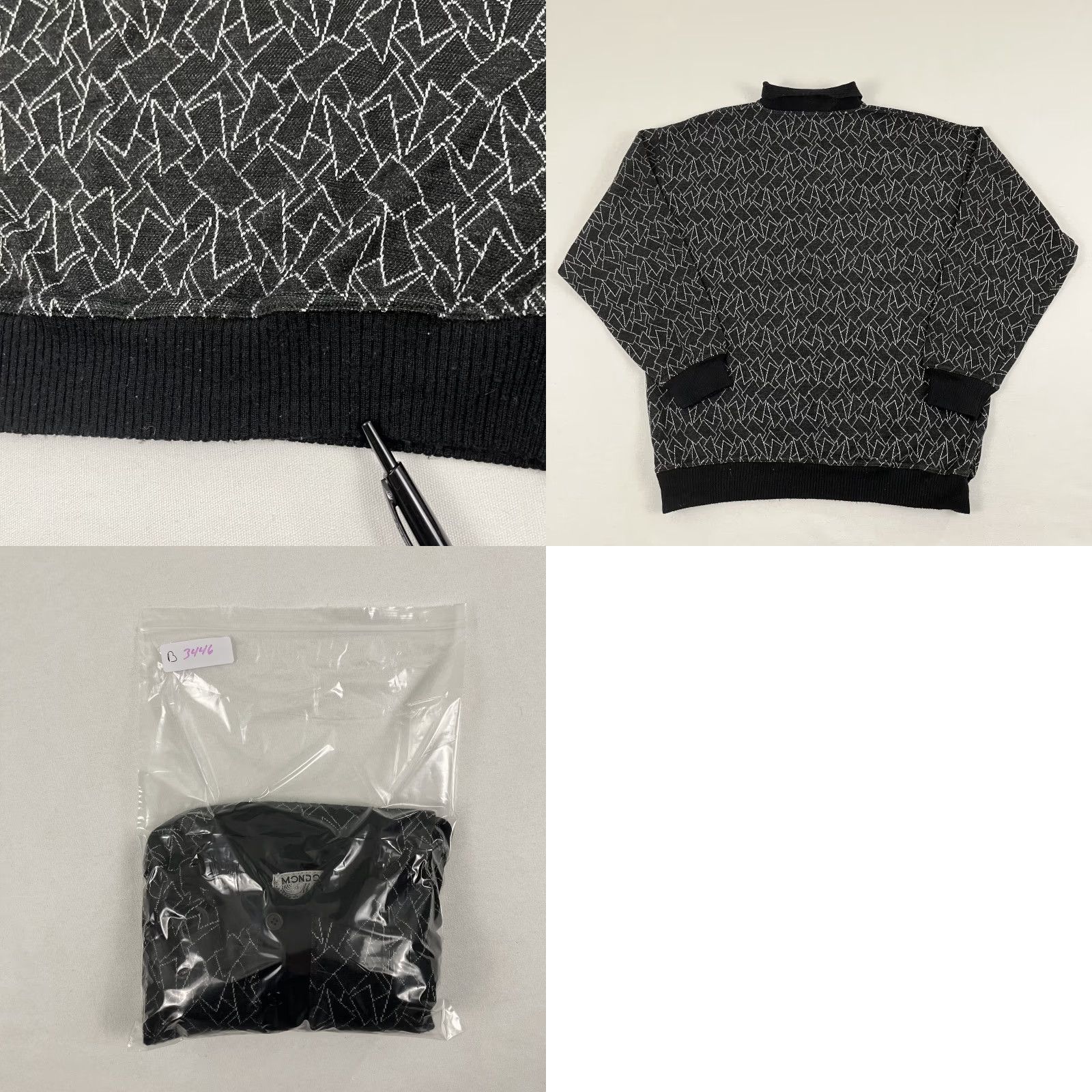 Vintage Mondo di Marco Sweater Polo Mens XL Wool Blend Gray Geometric 90s Grandpa Jumper Classic Retro Outdoor Vintage Geometric Knit Size US XL / EU 56 / 4 - 8 Thumbnail