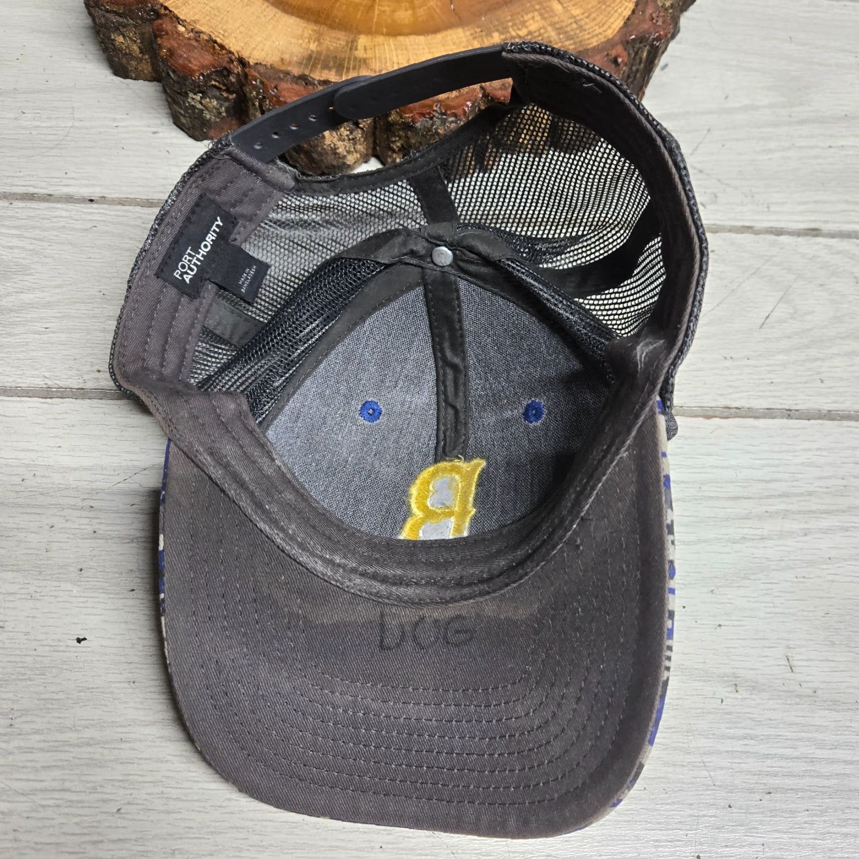 Port Authority Bruins Hat Trucker Cap Snap-back Blue White Blacksburg VA Virginia Digital Camo Size ONE SIZE - 5 Thumbnail