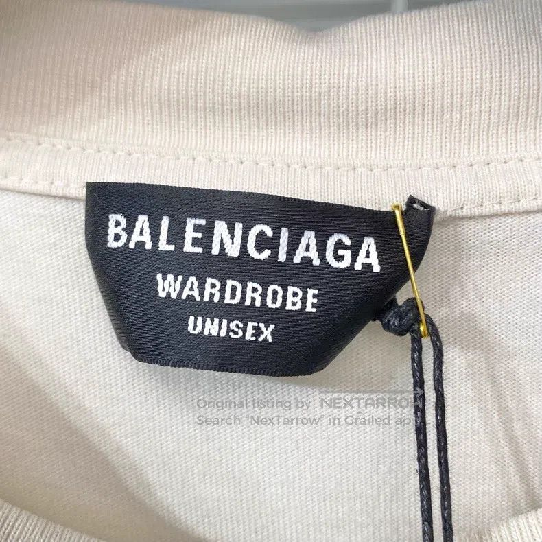 Balenciaga Balenciaga Beige Short Sleeve T-Shirt with Letter Print Lo Size US XL / EU 56 / 4 - 6 Thumbnail